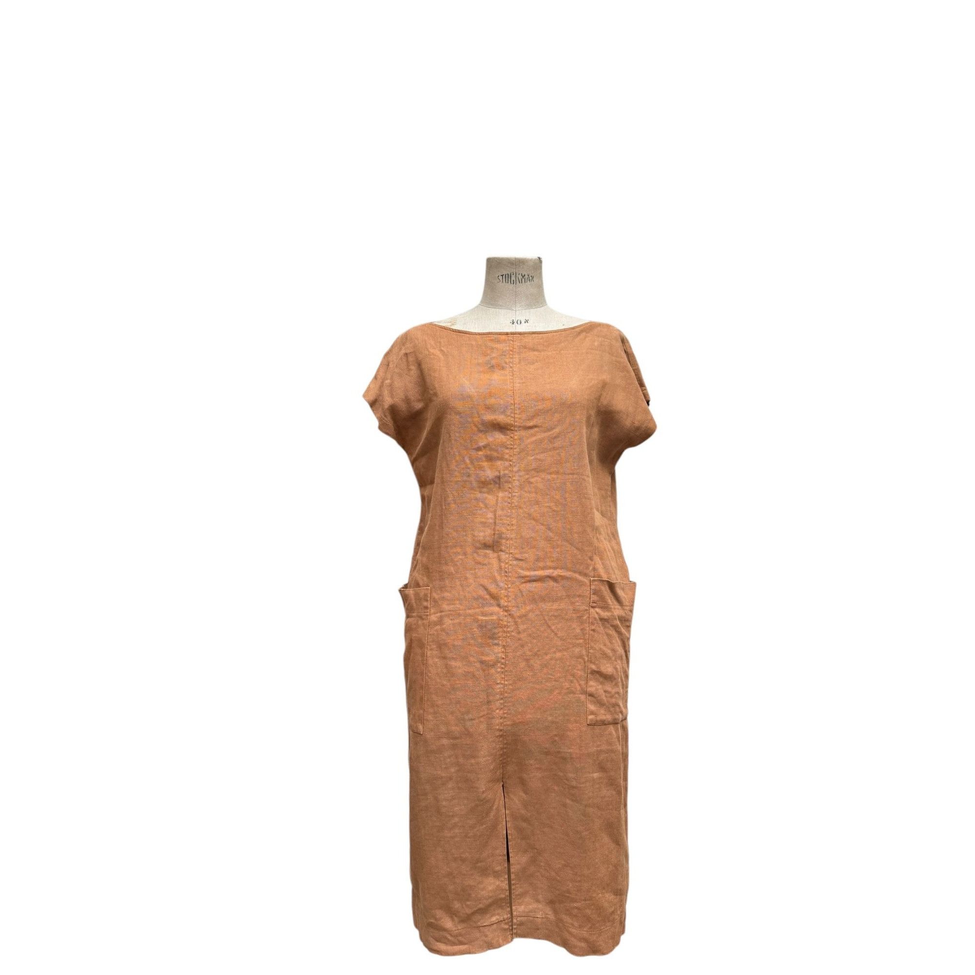 Yves Saint Laurent 1980s Brown linen dress Size L / US 10 / IT 46 - 1 Thumbnail