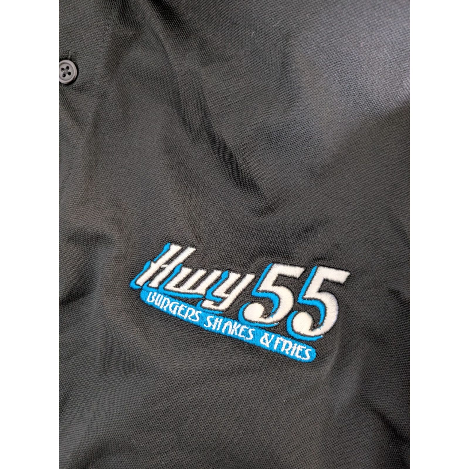 Jockey Hwy 55 Burgers Shakes & Fries Logo Uniform Work Polo 3XL Black Men Polo Shirt Casual Classic Short Sleeve Button Neck Jockey Branded Regular 3XL Size US XXL / EU 58 / 5 - 2 Thumbnail