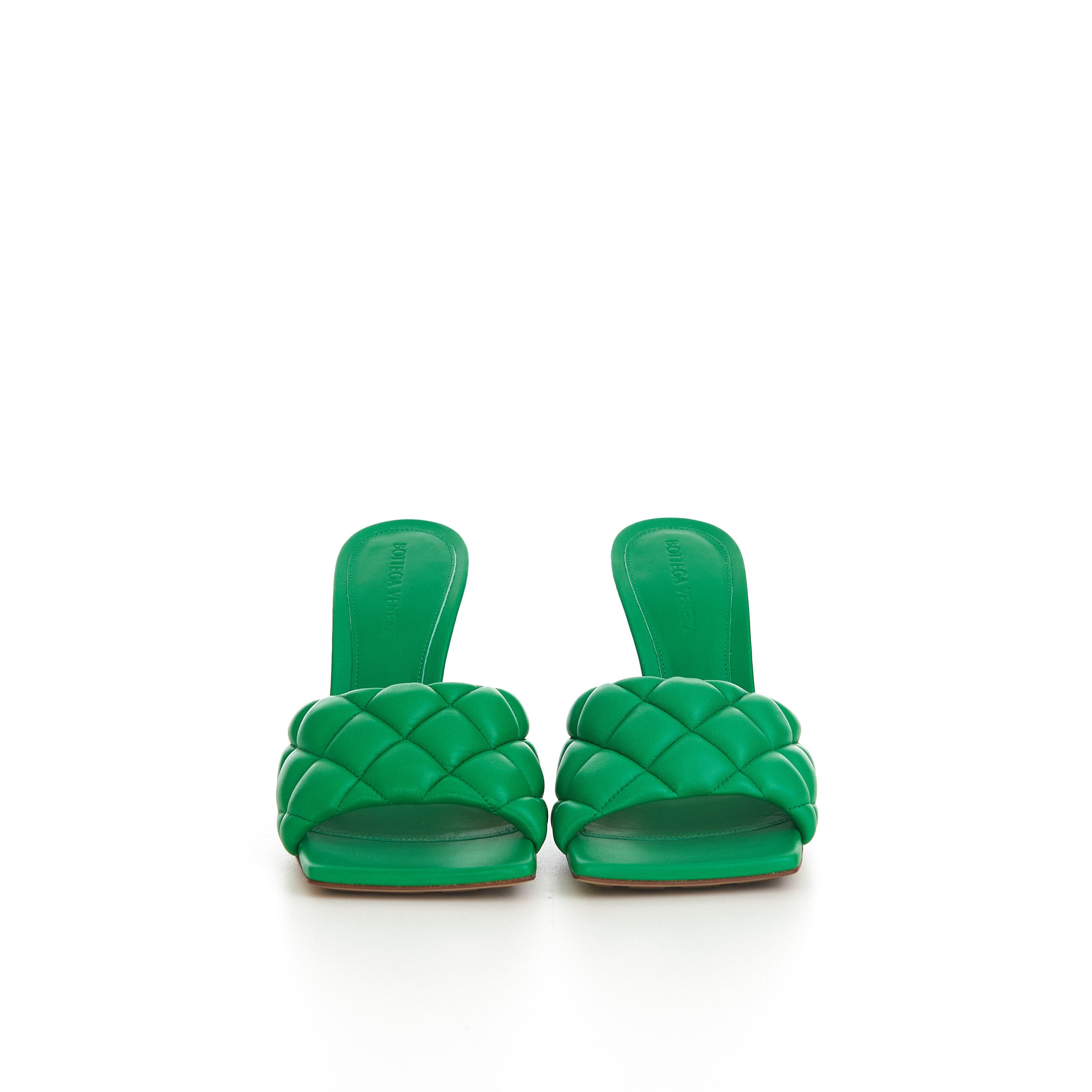 Bottega Veneta Padded Mules In Parakeet Green Quilted Leather Size US 10.5 / IT 40.5 - 3 Thumbnail