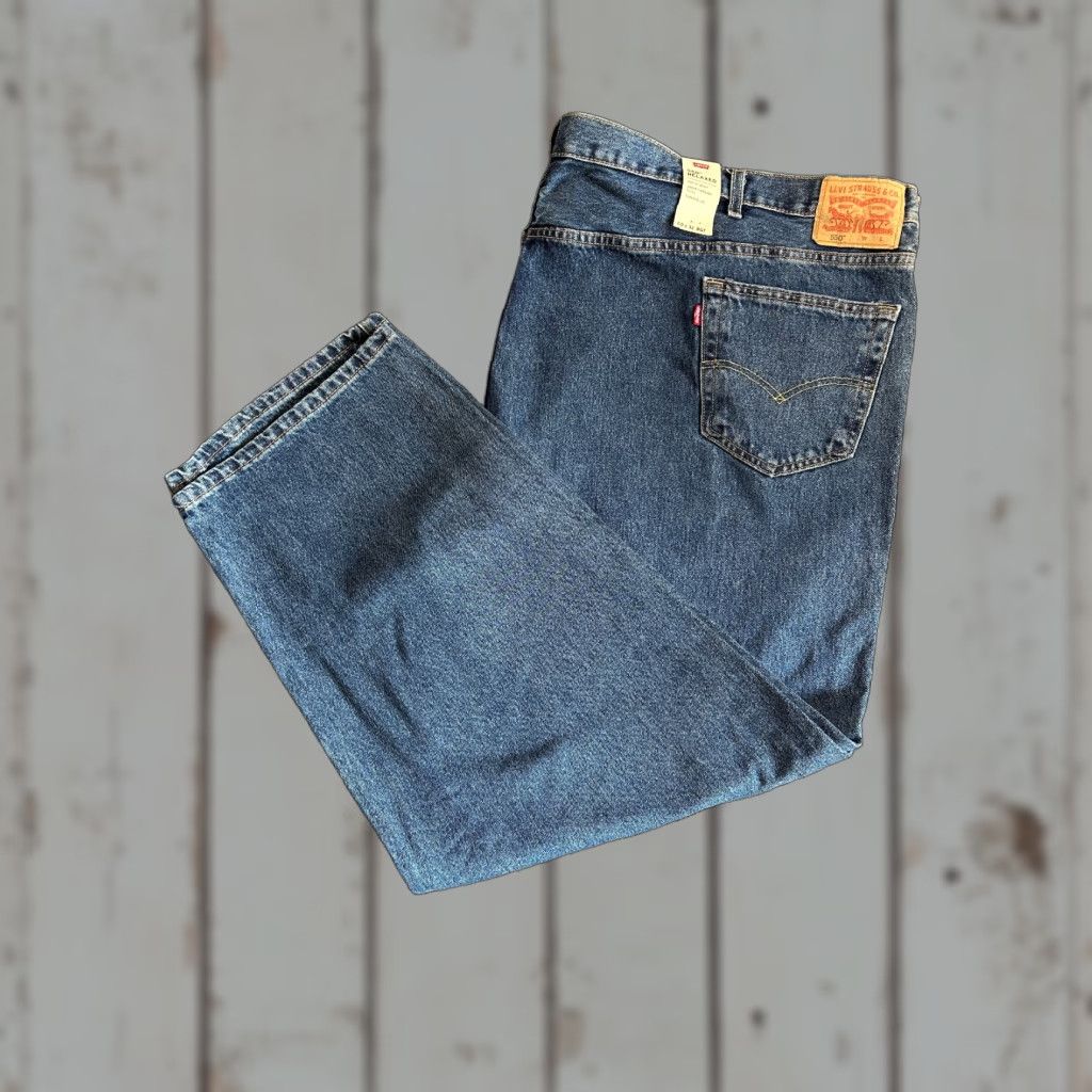 Levi's Levi’s Levi's 550 Jeans Relaxed Fit Men’s 60 x 32 Big & Tall Blue Denim Cotton 5-Pocket Logo Classic Tapered Jeans Mens Brand New FAST SHIPPING Size US 44 / EU 60 - 1 Thumbnail