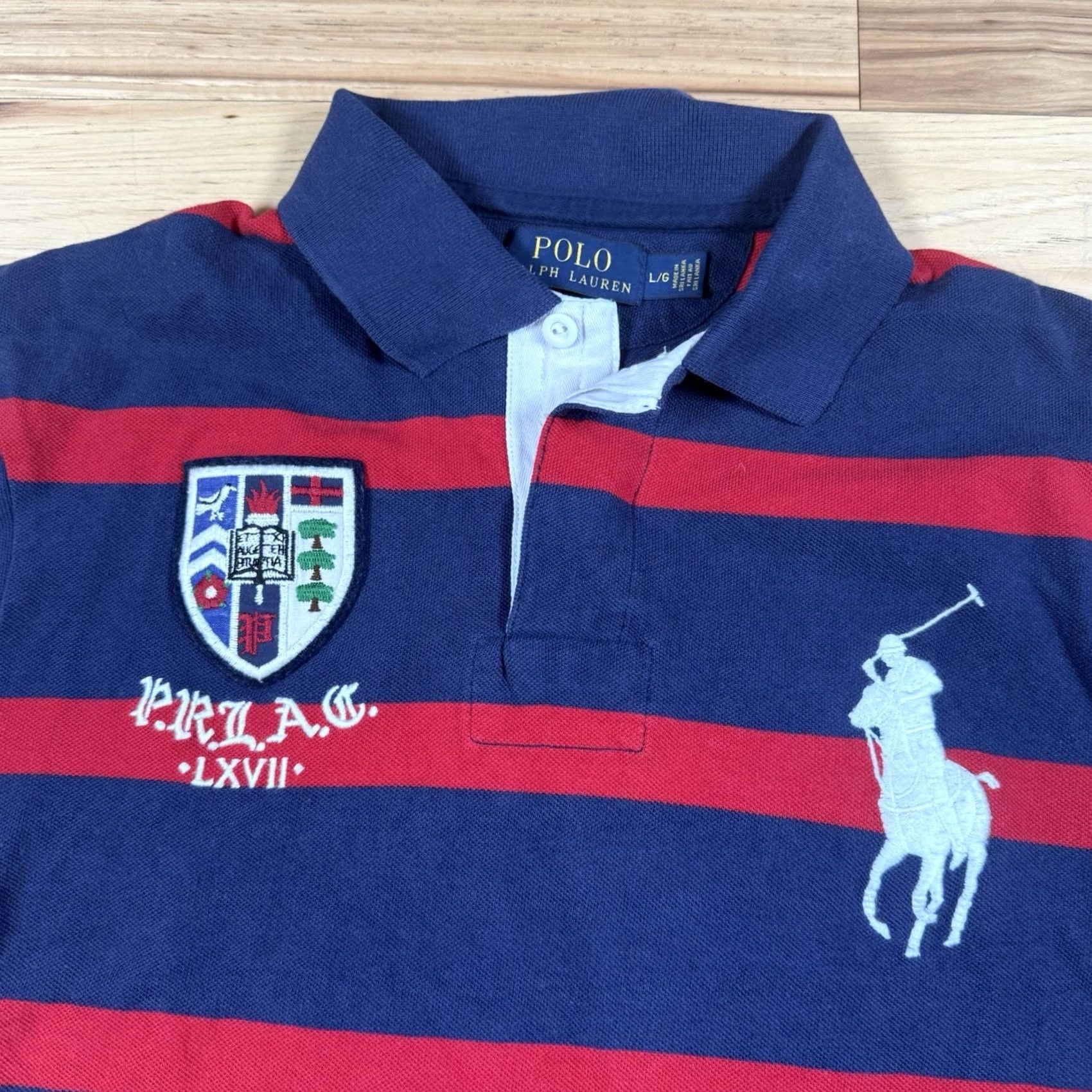Polo Ralph Lauren Polo Ralph Lauren Shirt Mens XL Blue Rugby Big Pony Flag Crest Striped Embroidered Size US XL / EU 56 / 4 - 3 Thumbnail