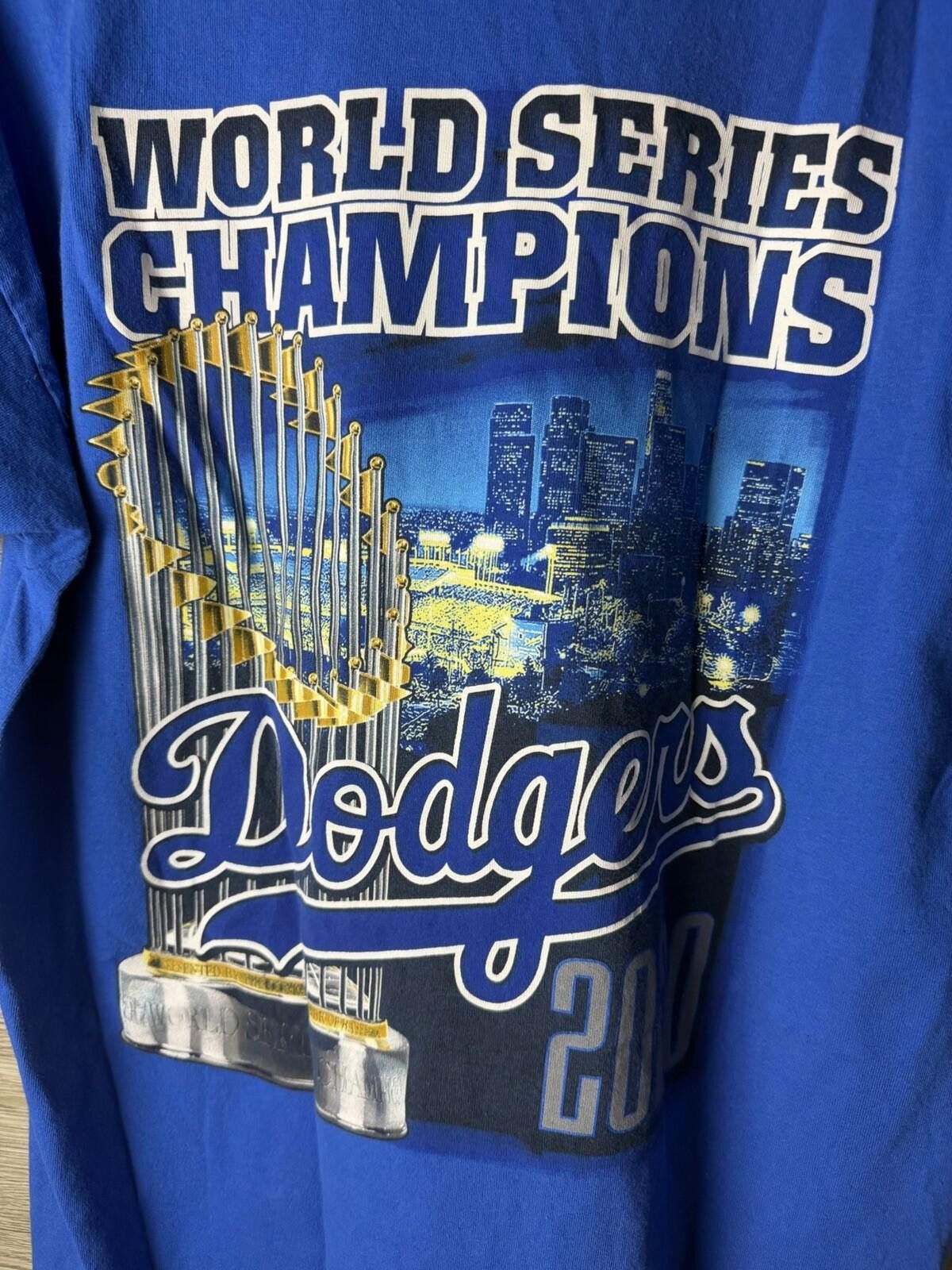 Jerzees LA Dodgers 2020 World Series Champions Tee Mens Large Blue Size ONE SIZE - 3 Thumbnail