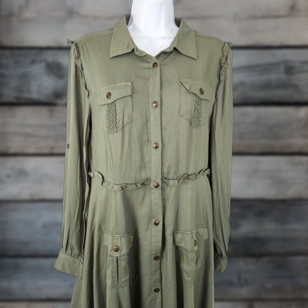 Vintage Matilda Jane Womens Button Up Dress Shirt Dress Sz M Green Long Sleeve Rayon Vintage: No Size M / US 6-8 / IT 42-44 - 1 Thumbnail