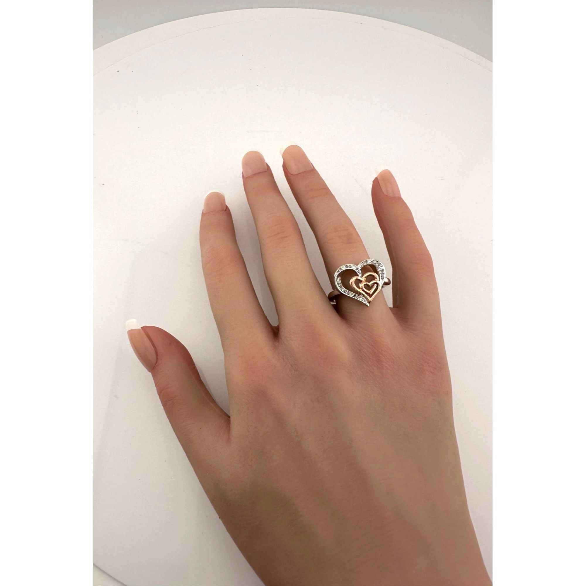 Other Natural Diamond Triple Heart Ring - Two Tone - Size 7.25 Size ONE SIZE - 17 Thumbnail