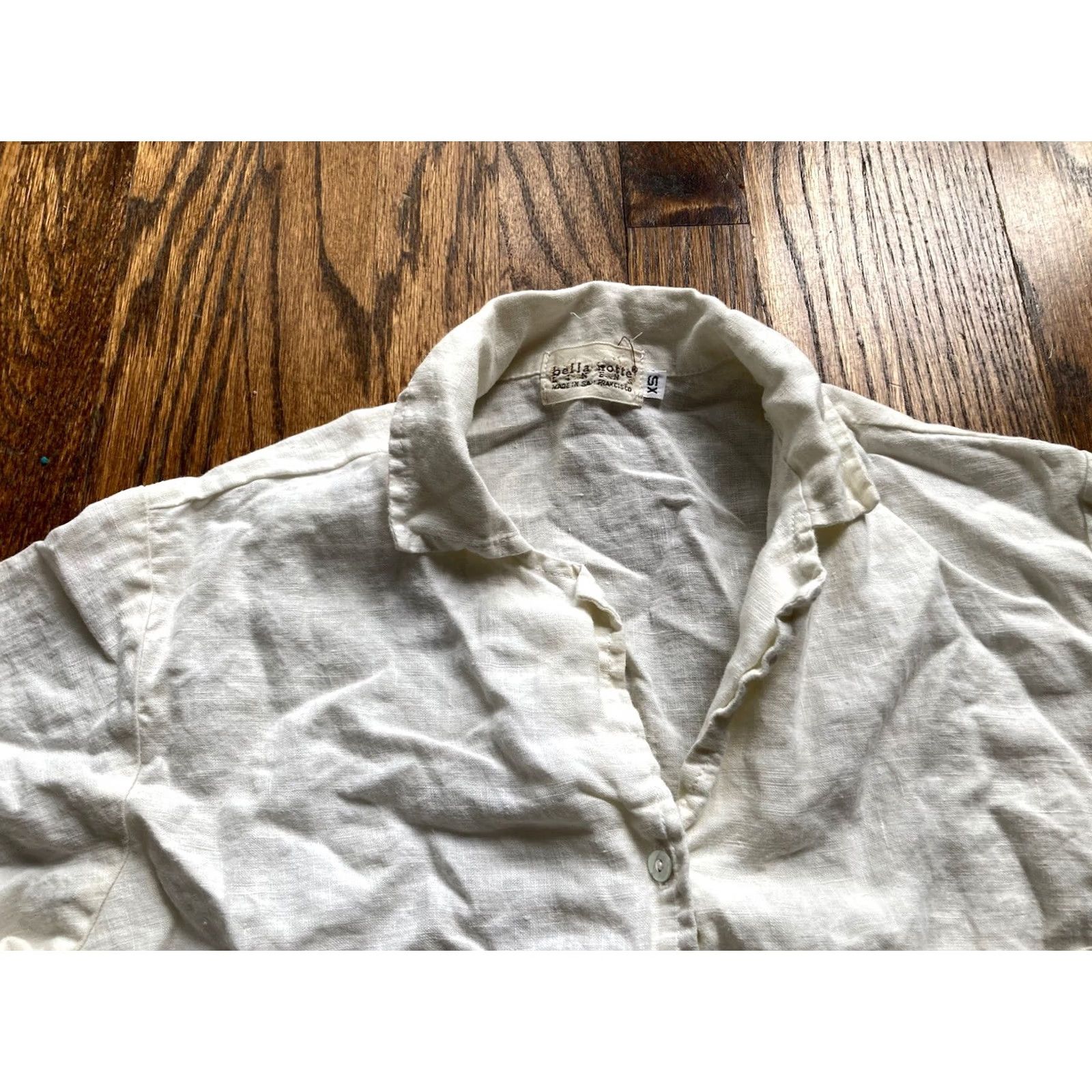 Bell Bella Notte Tunic Shirt XS Womens Ivory Button-Up 100% Linen USA Made Quiet Luxury Size XS / US 0-2 / IT 36-38 - 5 Thumbnail
