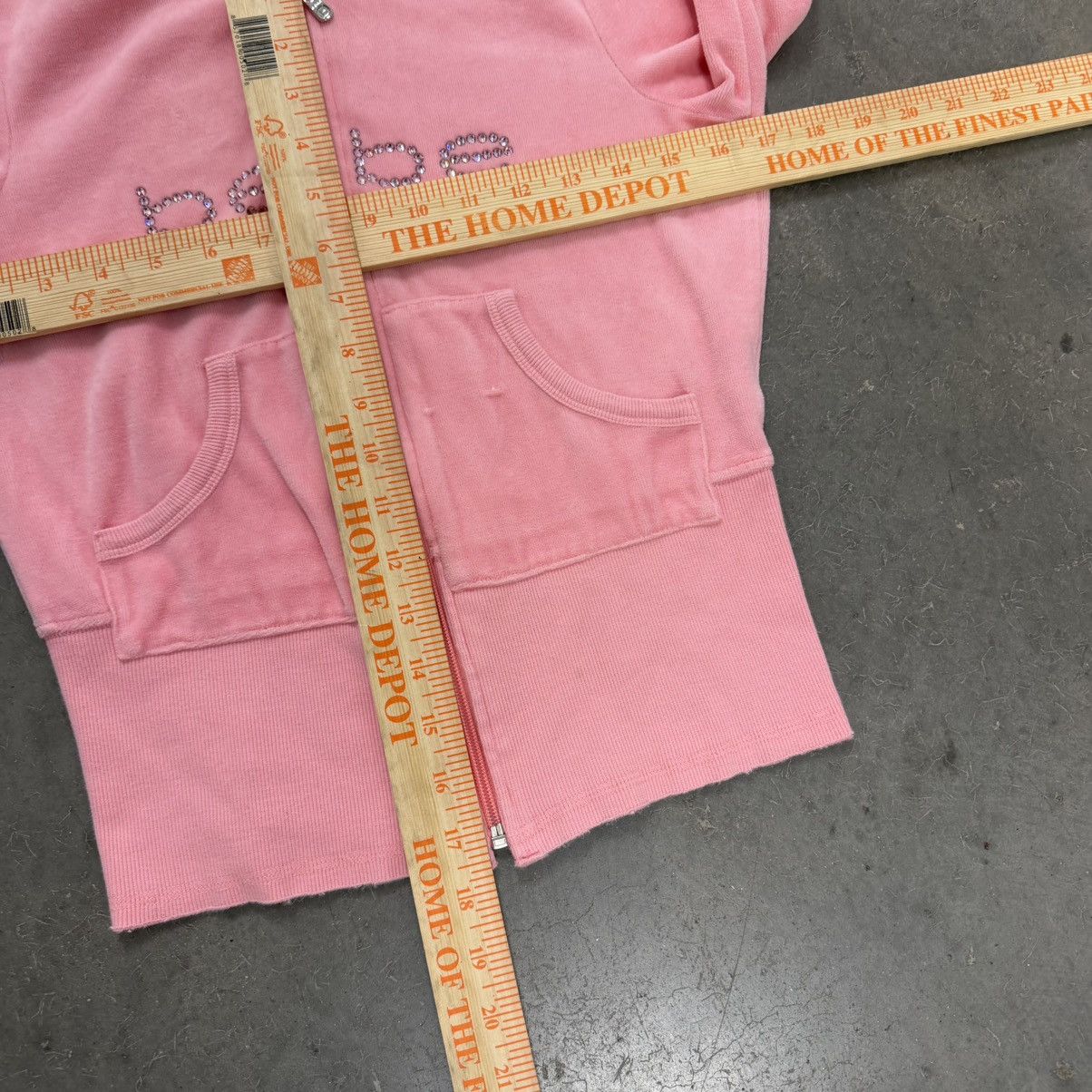 Bebe Bebe Rhinestone Velour Zip Up Jacket Pink Y2K McBling Size M / US 6-8 / IT 42-44 - 7 Thumbnail
