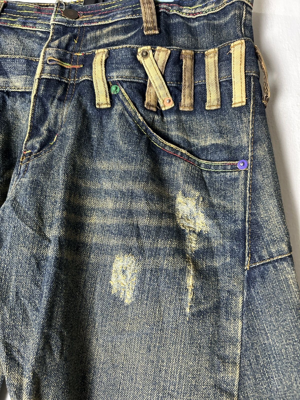 Japanese Brand Breath Mint Double Waist Jeans Sick Faded Bondage Punk Size US 33 - 5 Thumbnail