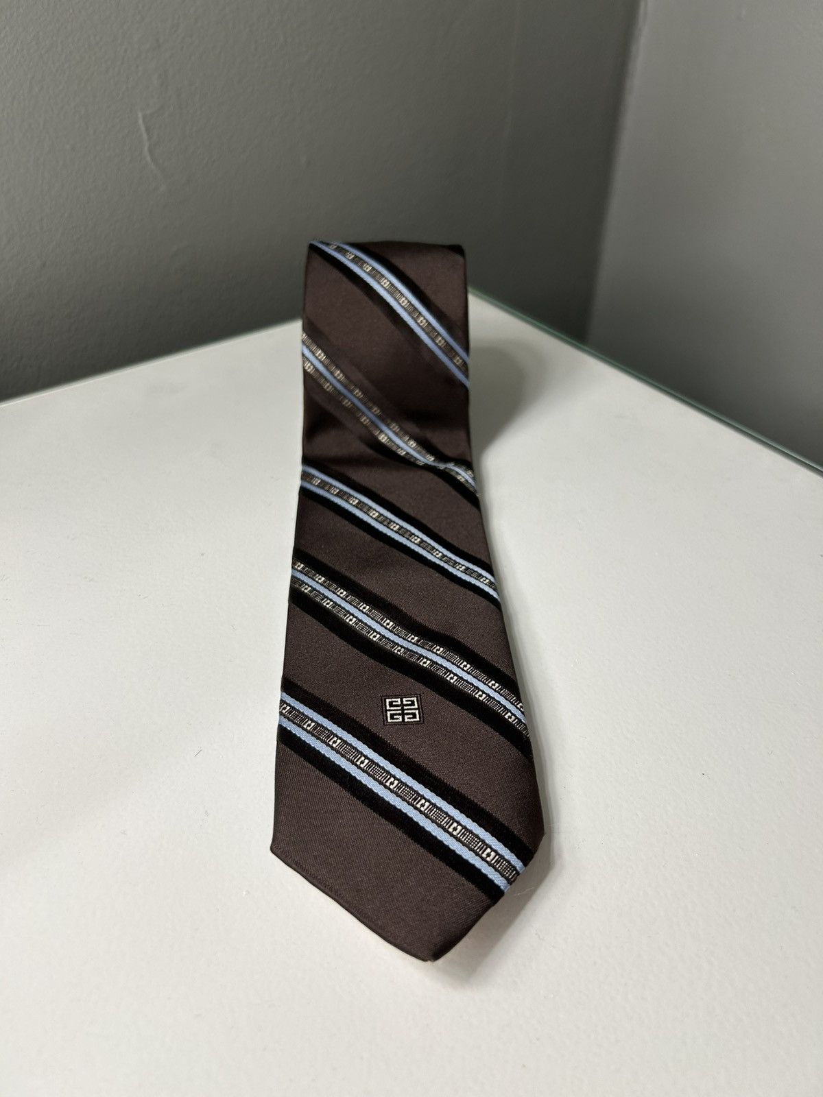 Givenchy Givenchy Brown and Blue Striped Neck Tie Size ONE SIZE - 1 Thumbnail