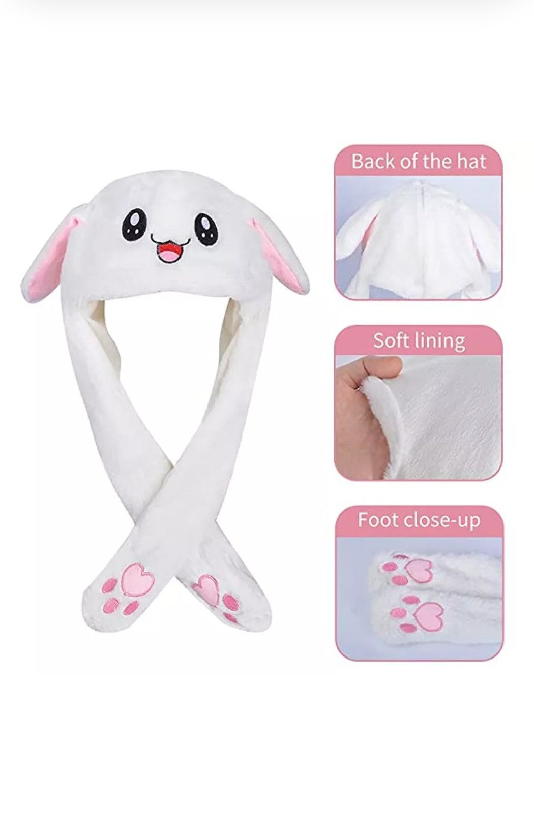 Other Funny Bunny Plush Hat w/Moving Ears Cute Gift 4 Women Girls Size ONE SIZE - 5 Thumbnail