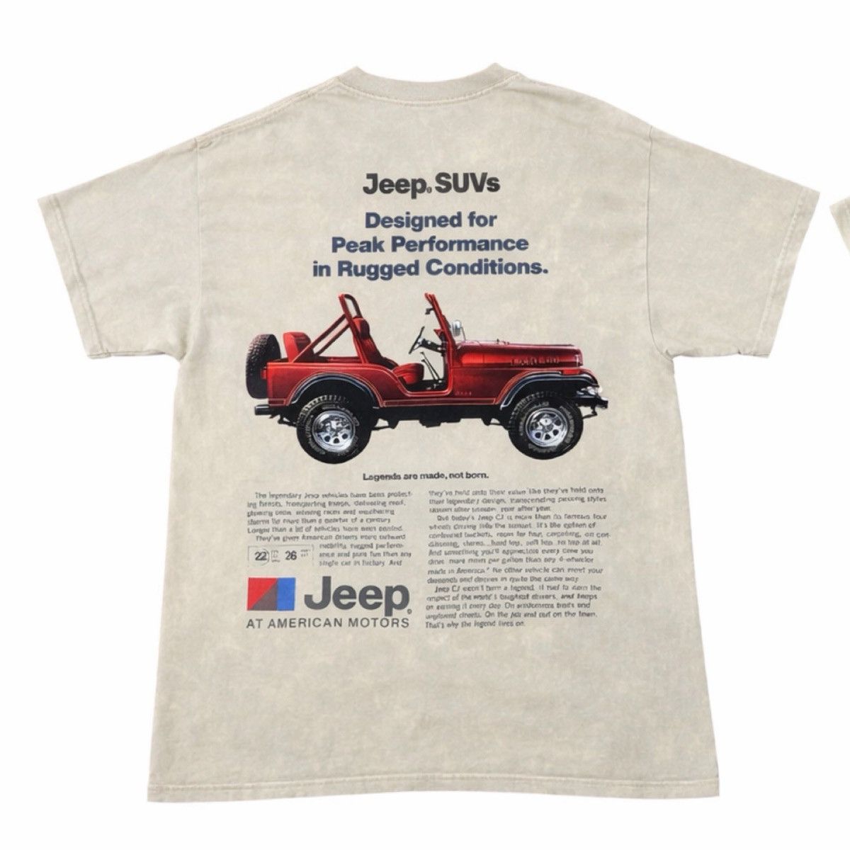 Jeep Jeep Graphic T Shirt Mens M NWT Beige Acid Wash Back Print Size US M / EU 48-50 / 2 - 2 Thumbnail