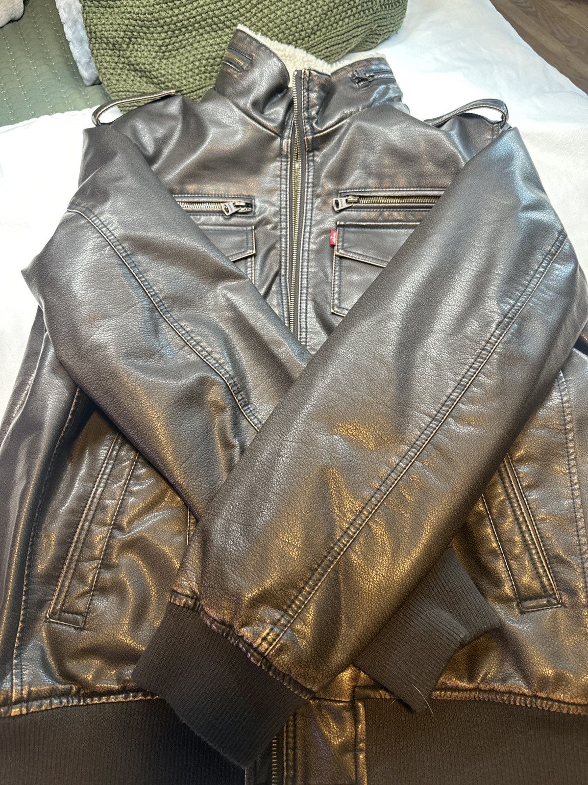 Levi's Levis Sherpa Lined Leather Jacket Size US L / EU 52-54 / 3 - 3 Thumbnail