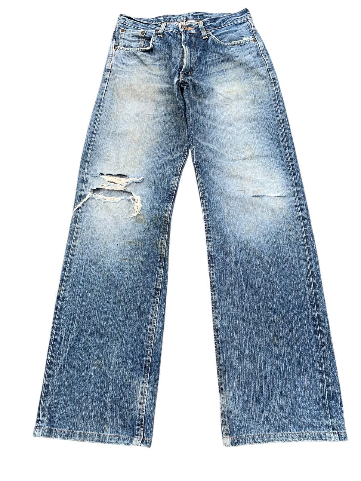 Edwin VINTAGE EDWIN 505z SELVEDGE FADED & RUSTY DISTRESSED DENIM Size US 29 - 4 Thumbnail
