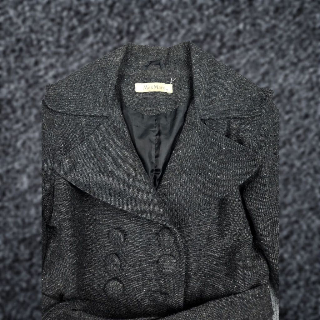 Max Mara VINTAGE? No — Max Mara Wool Trench Coat Women Medium Gray Tweed Belted Italy Mid Length Size M / US 6-8 / IT 42-44 - 1 Thumbnail