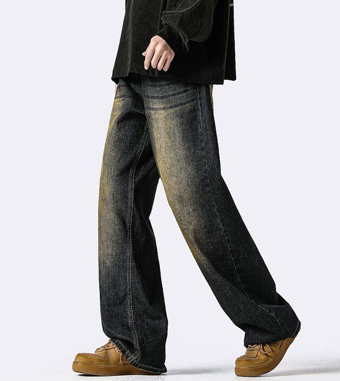 Japanese Brand Men's retro distressed washed loose straight casual jeans Size US 32 / EU 48 - 3 Thumbnail
