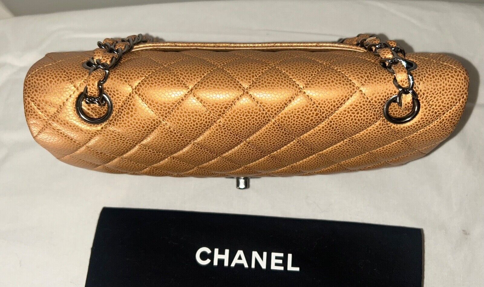 Chanel CHANEL Medium Double Flap Metallic Caviar Leather Bag Golden Size ONE SIZE - 7 Thumbnail