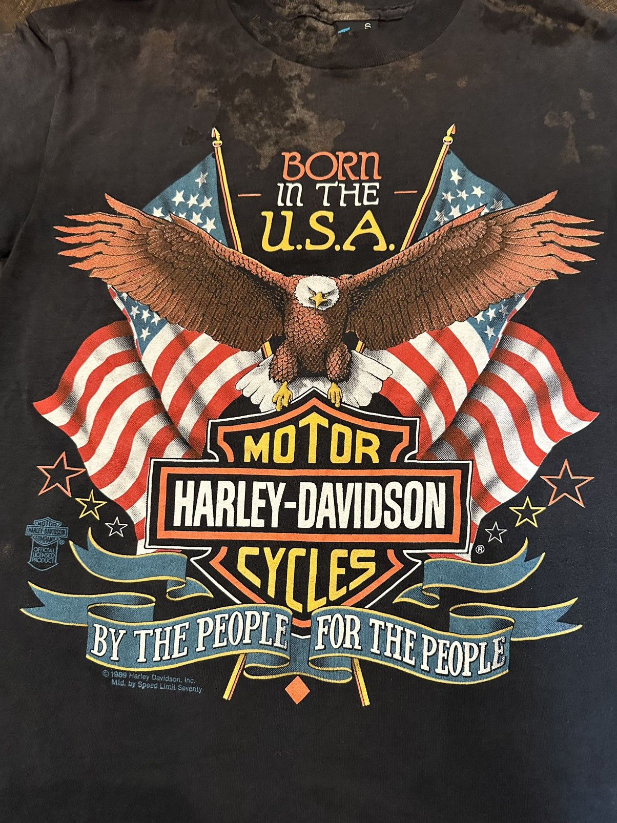 Harley Davidson 1989 VTG Harley Davidson Born In The USA TShirt Sz-SM-Stains Size US S / EU 44-46 / 1 - 2 Thumbnail