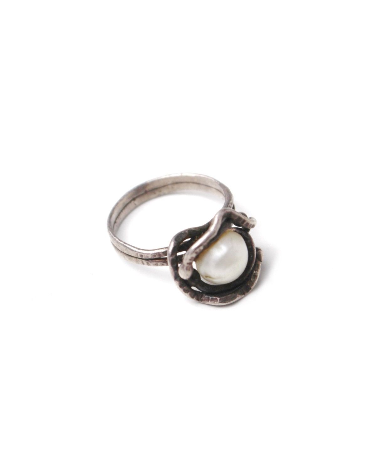 Vintage 1990S JAPANESE MADE HANDCRAFTED STERLING SILVER PEARL RING Size ONE SIZE - 3 Thumbnail