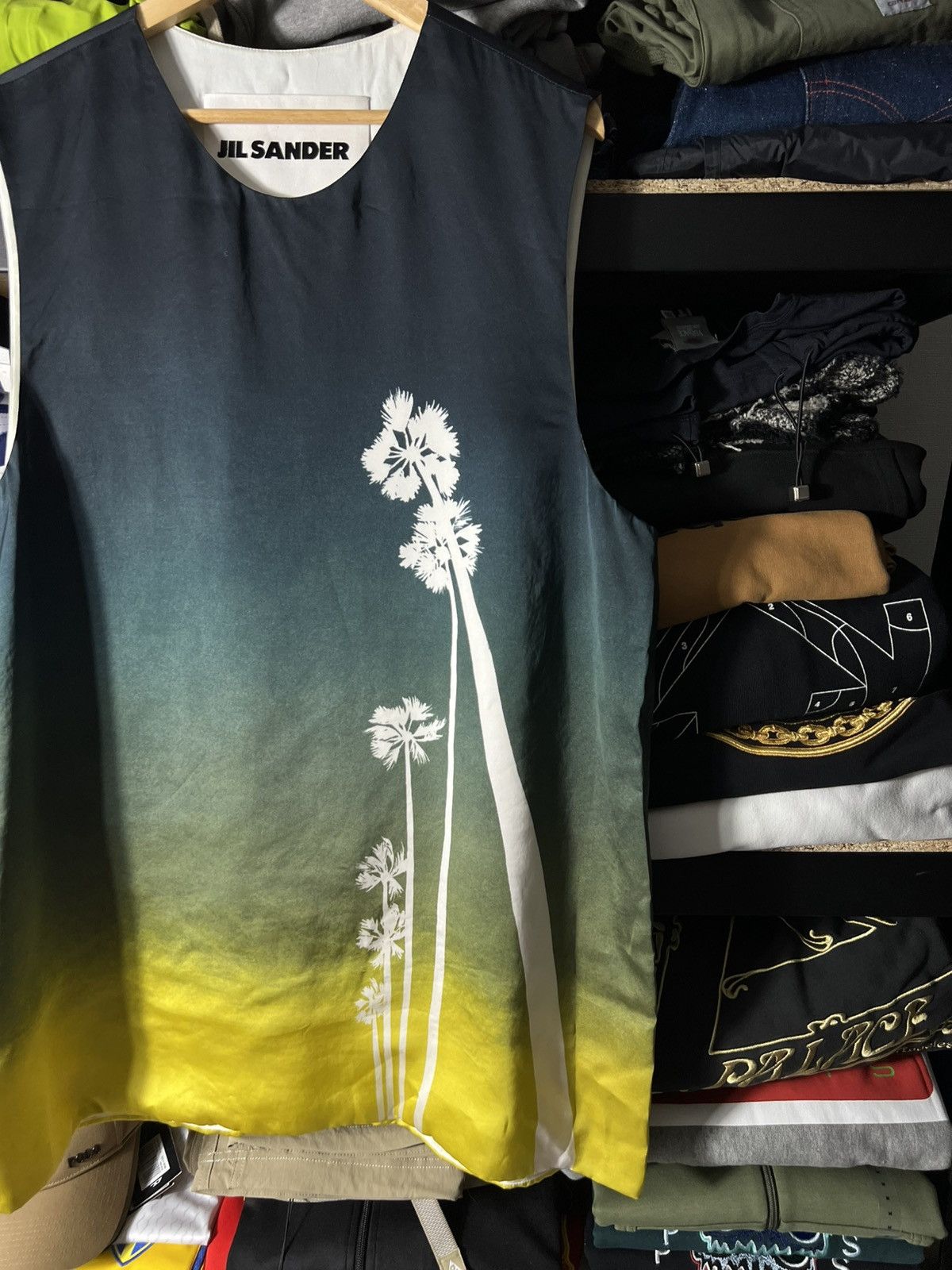Jil Sander 🌅 NWT Jil Sander Degradé Palm Tree Tank Top Size 52 (XL) Size US L / EU 52-54 / 3 - 4 Thumbnail