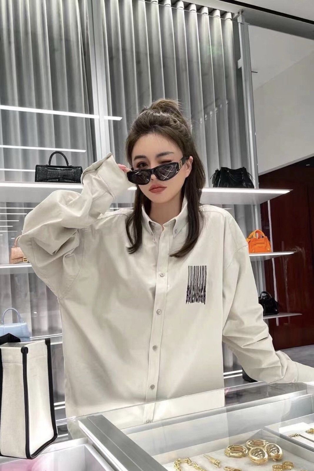 Balenciaga Balenciaga Waterfall Embroidered Logo Shirt2412-Nextarrow Size US M / EU 48-50 / 2 - 3 Thumbnail