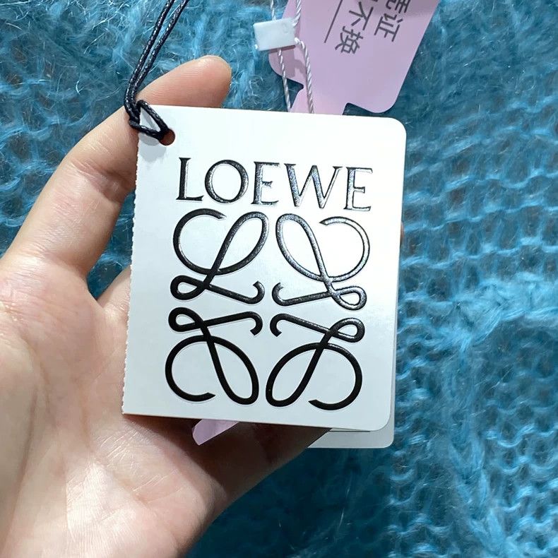 Loewe LOEWE Blue hollow chest logo horsehair knit sweater Size S / US 4 / IT 40 - 5 Thumbnail