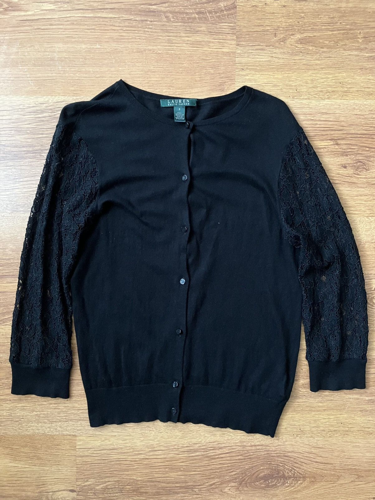 Ralph Lauren × Vintage Black Vintage Ralph Lauren Sweater Cardigan Lace Size S/36 Size S / US 4 / IT 40 - 1 Thumbnail