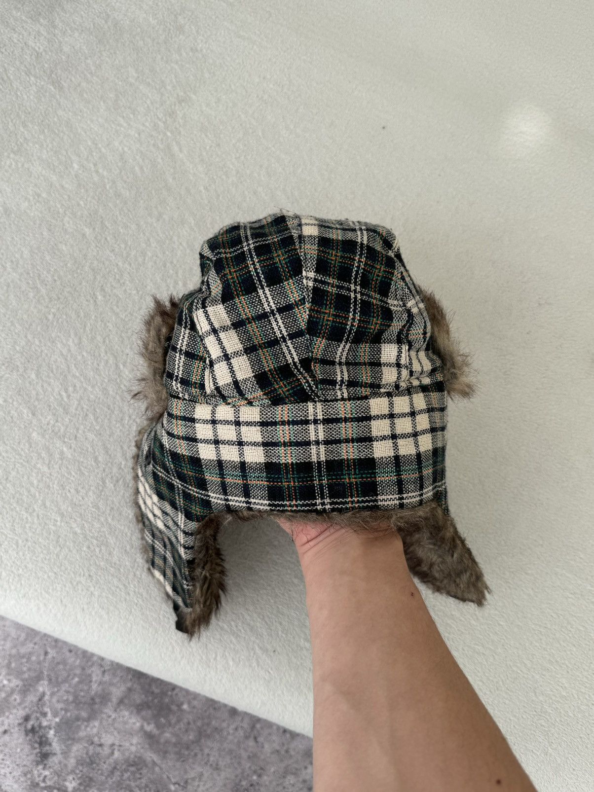 Other Vintage checkered Y2K fuzzy fur ushanka hat Japanese Size ONE SIZE - 6 Thumbnail