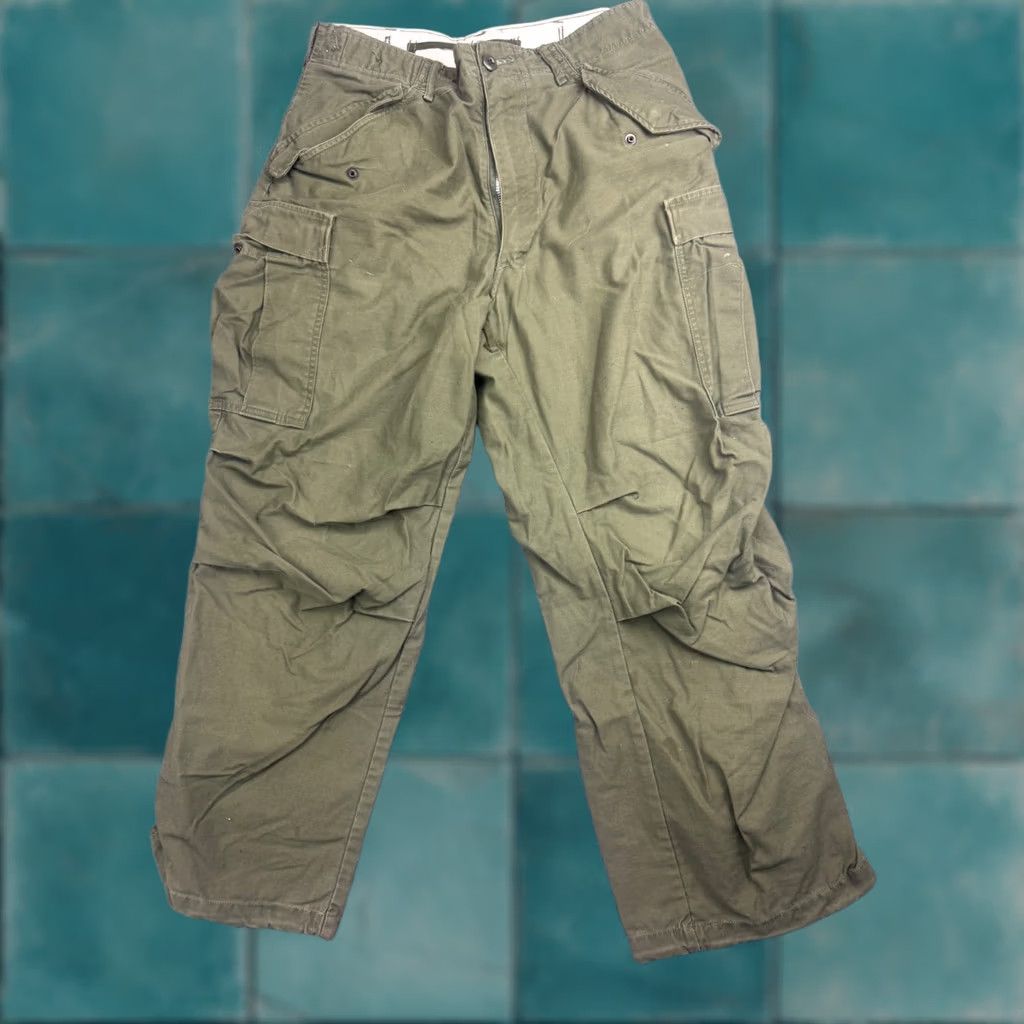 Vintage VINTAGE Winfield M-65 Army 70s Military Trousers Men 33x28 Green Canvas Cargo Pants Mens Green Cargo Ankle Cinch Inseam 28 Regular Waist 33 Size US 33 - 1 Thumbnail