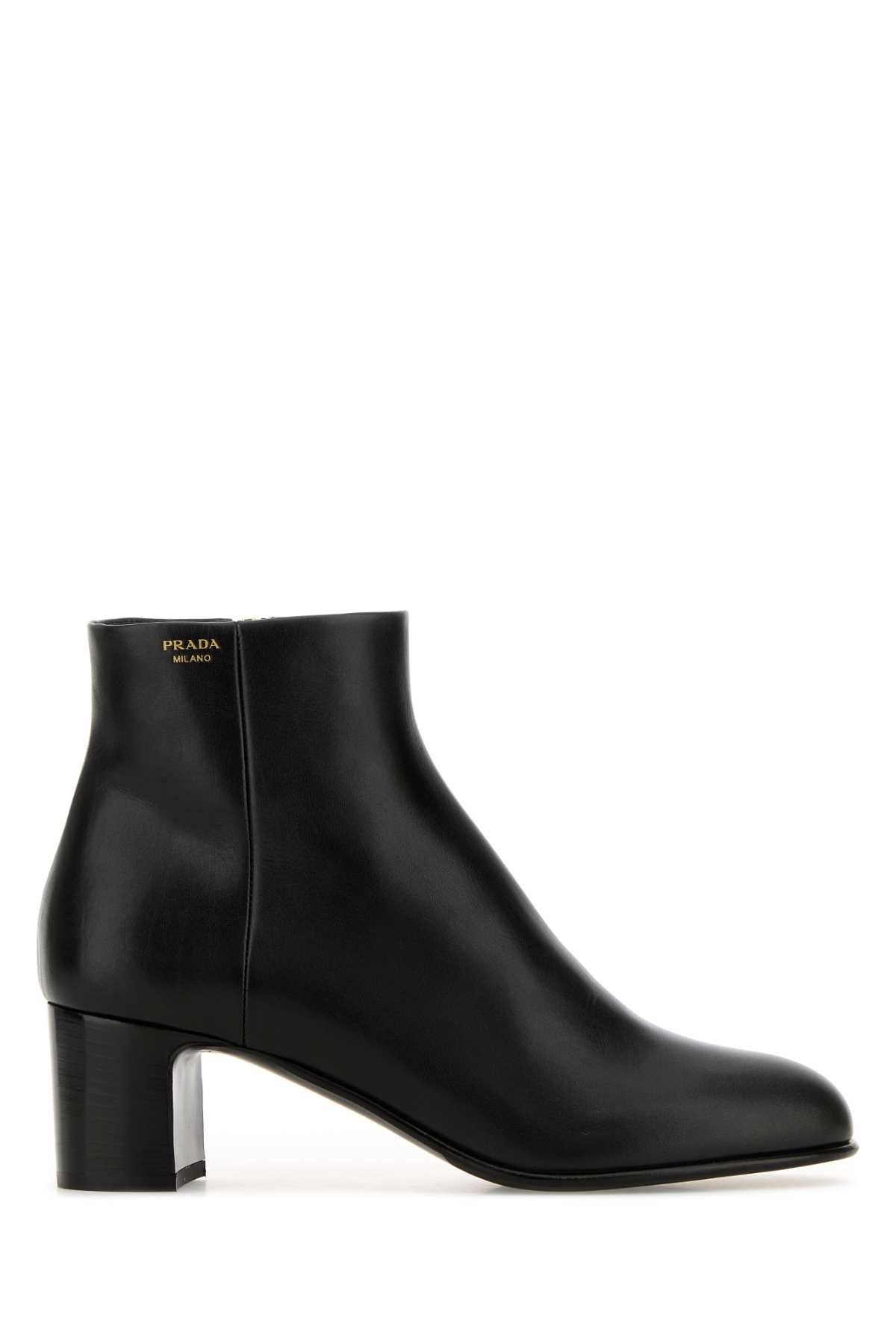 Black Leather Ankle Boots
