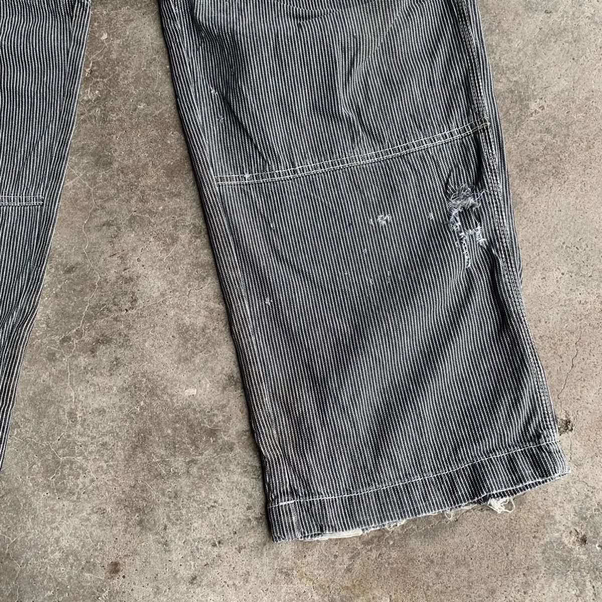Dogtown × Japanese Brand × OVER THE STRiPES DISTRESSED! JAPANESE Hickory Work Wear Double Knee Pants Size US 34 / EU 50 - 8 Thumbnail