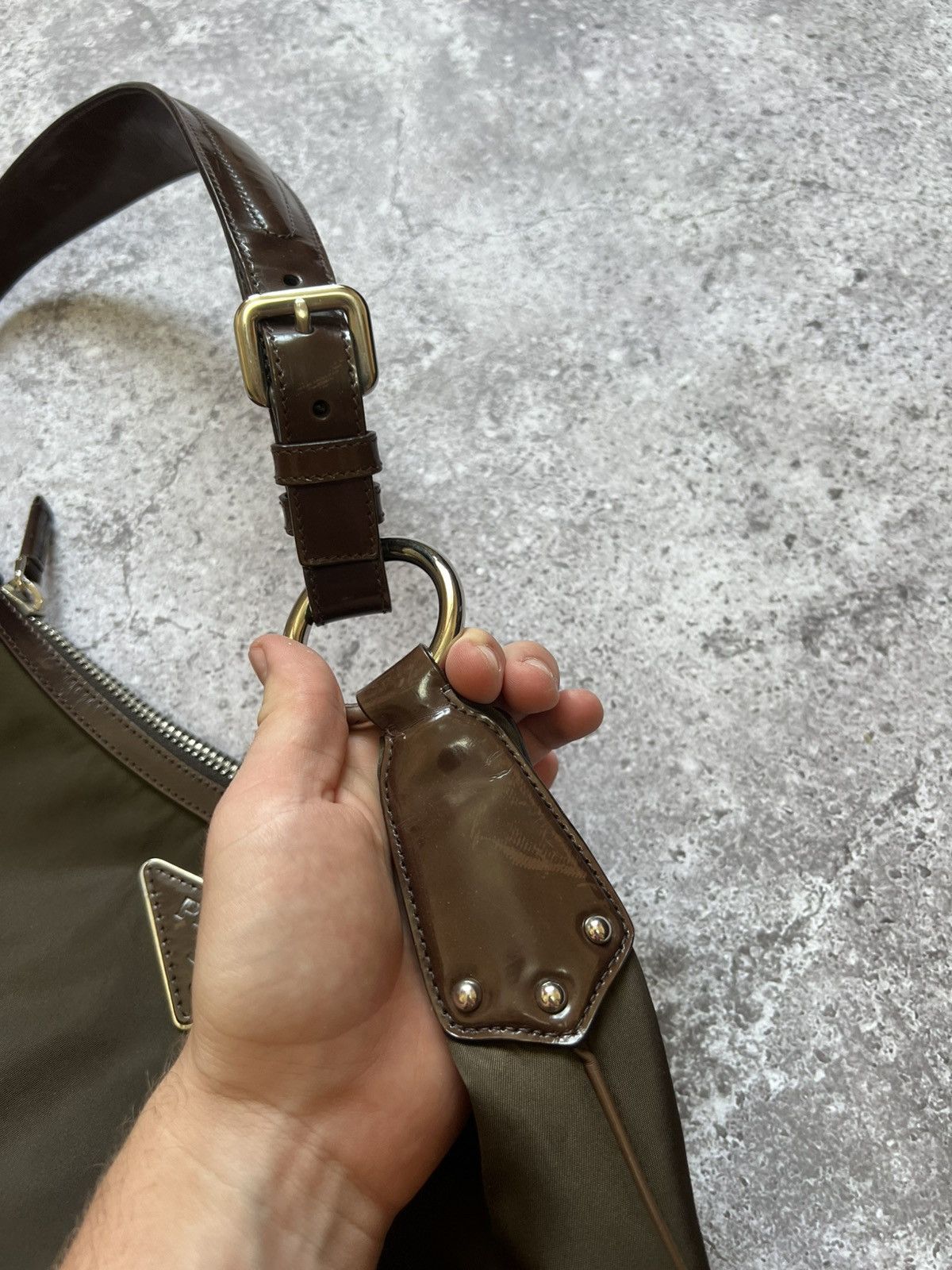 Prada Nylon Mini Shoulder Bag Khaki Green