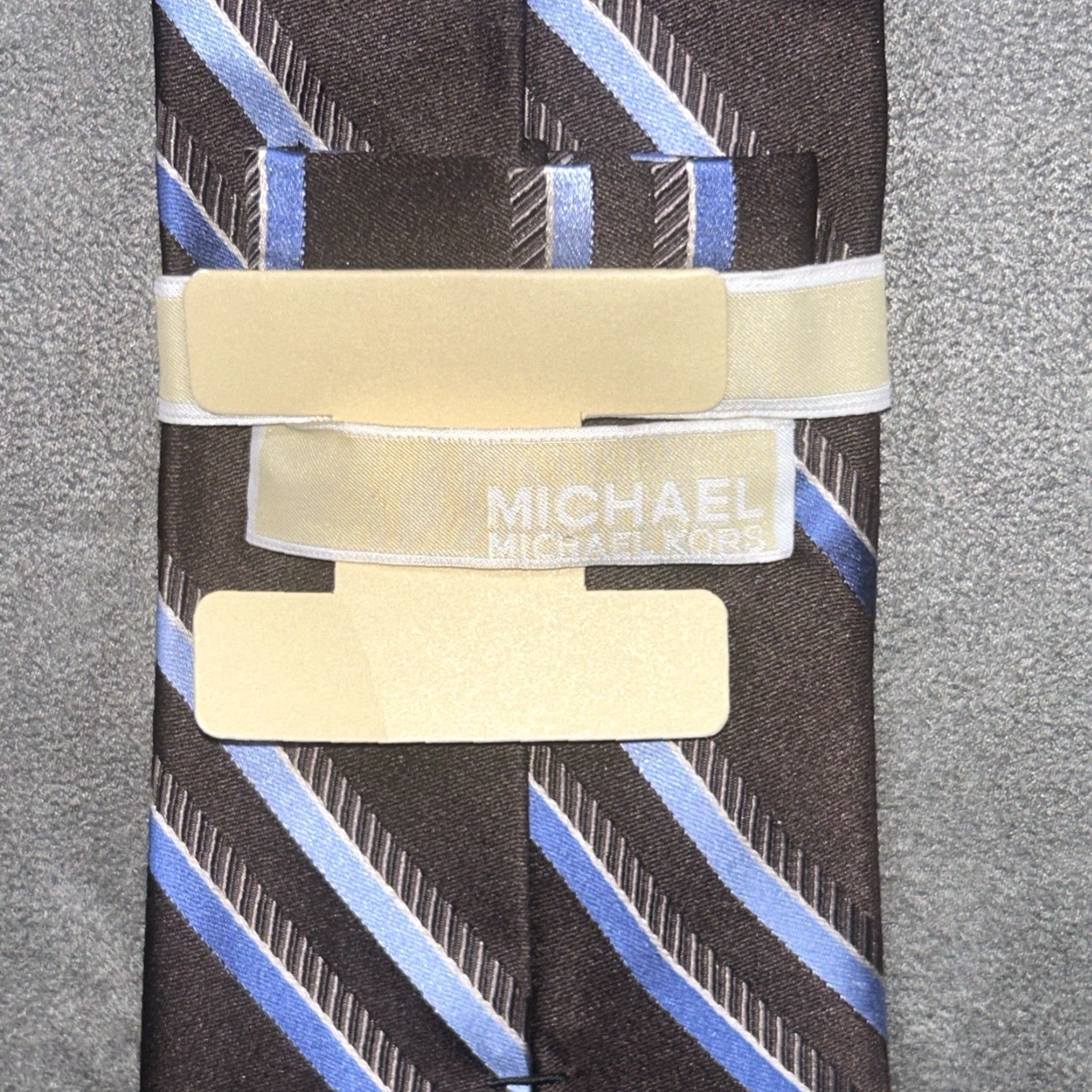Michael Kors Michael Kors Silk Necktie Striped Repp Brown Blue 59 Inch Size ONE SIZE - 3 Thumbnail