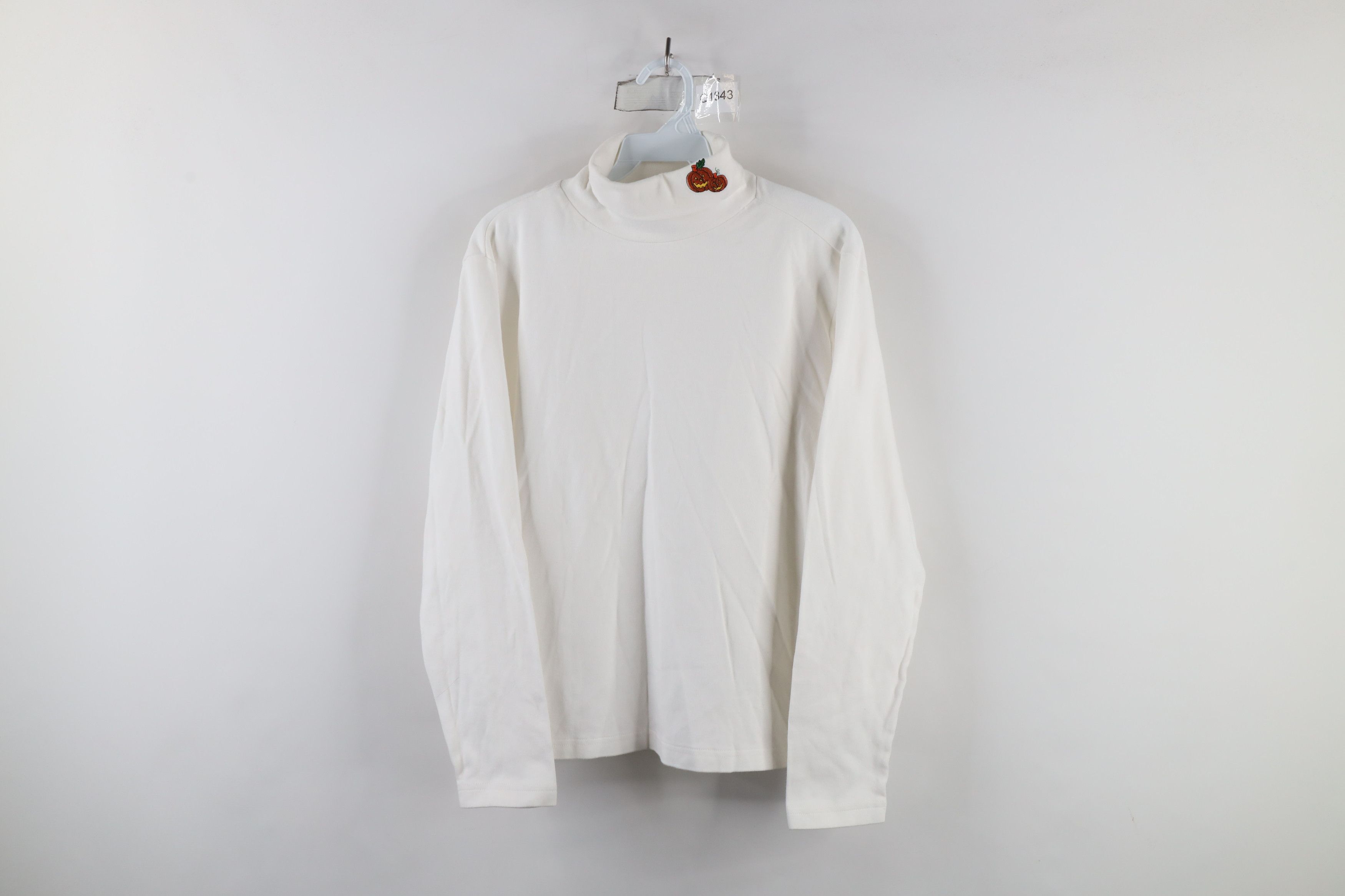 Vintage Vintage 90s Streetwear Pumpkin Turtleneck T-Shirt White Size M / US 6-8 / IT 42-44 - 1 Thumbnail