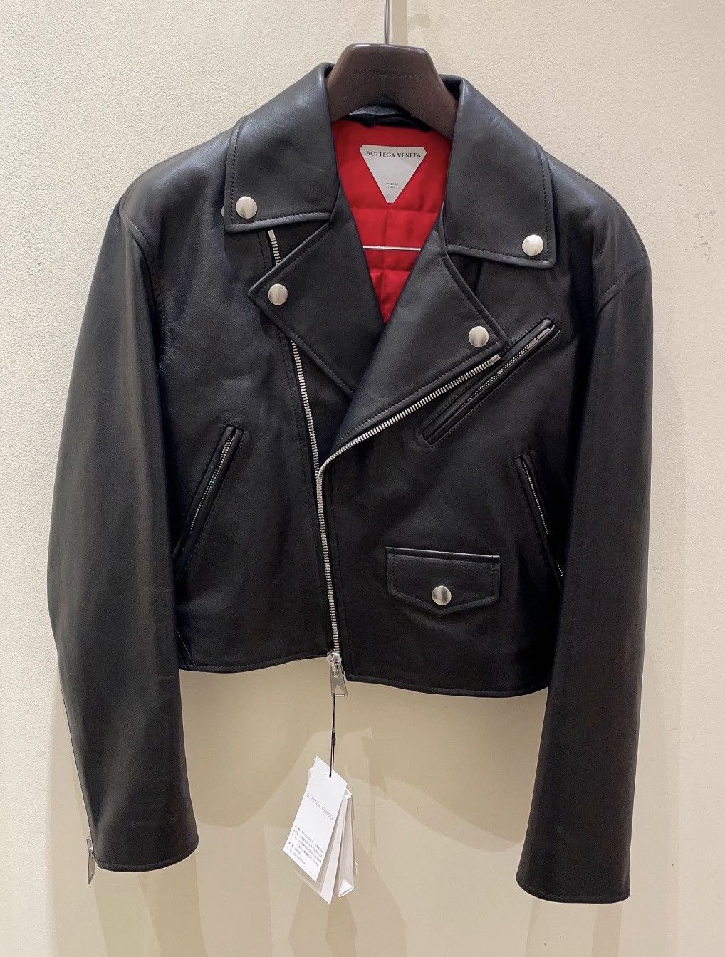 Bottega Veneta Brand New Bottega Veneta BV Women's Leather Biker Jacket 36 Size S / US 4 / IT 40 - 1 Thumbnail