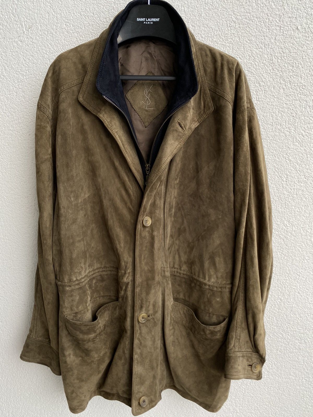 Yves Saint Laurent 90’s Suede YSL Leather Jacket Soft Beige/Brown Size US L / EU 52-54 / 3 - 9 Thumbnail