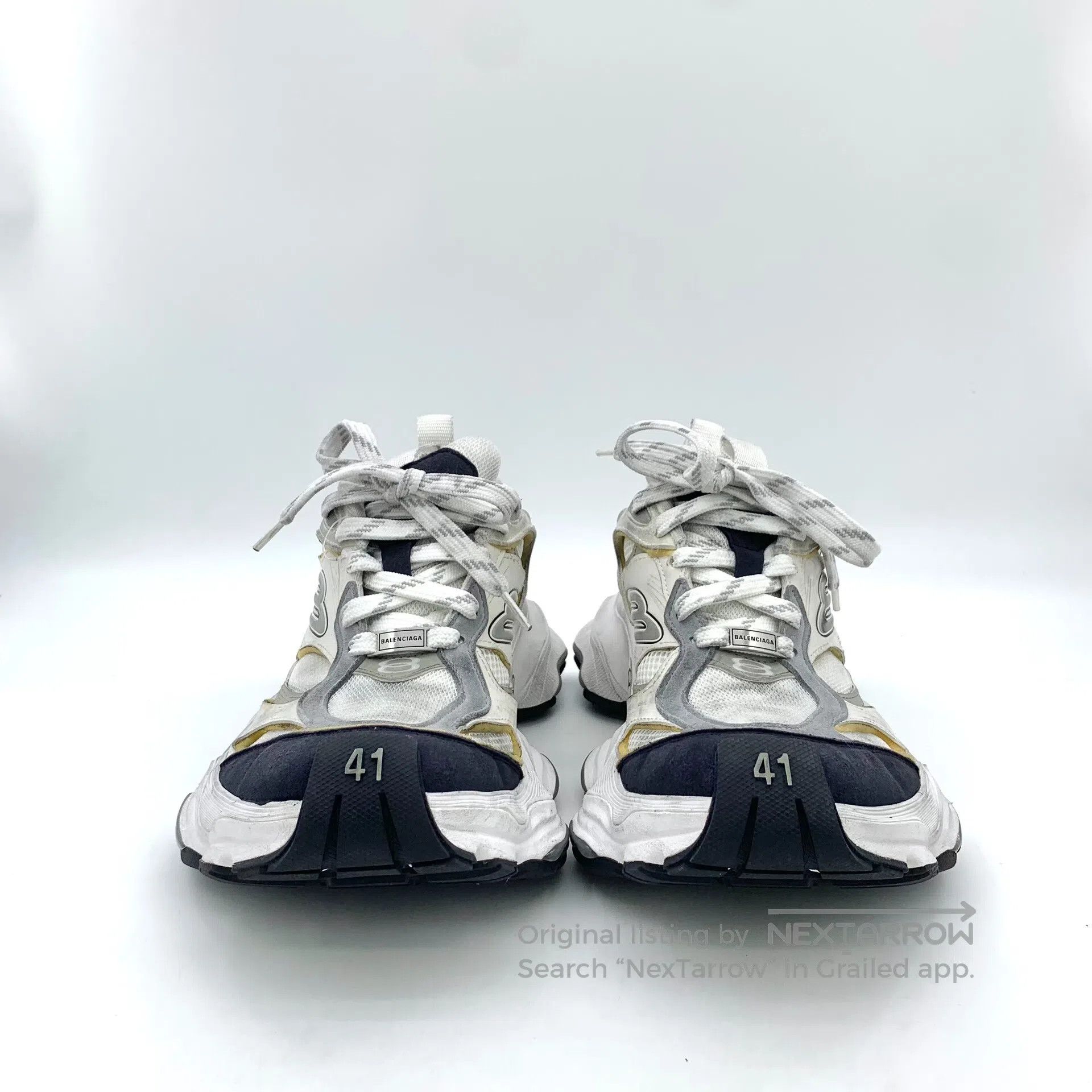 Balenciaga Balenciaga White net fabric lace-up casual flat dad shoes| Size US 8 / EU 41 - 3 Thumbnail