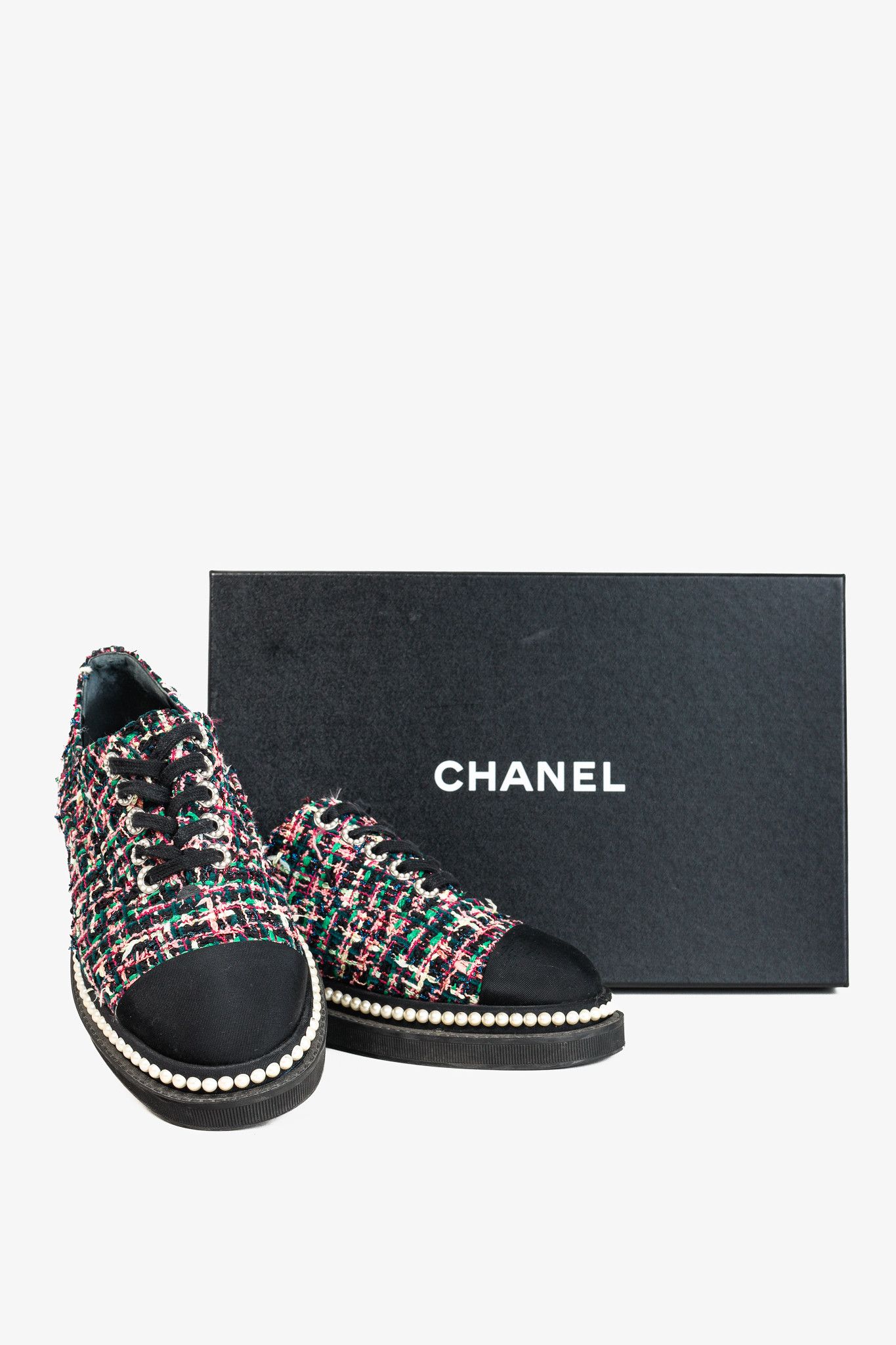 Chanel Chanel Cap Toe Pearl Embellished Tweed Shoes Size US 8 / IT 38 - 13 Thumbnail