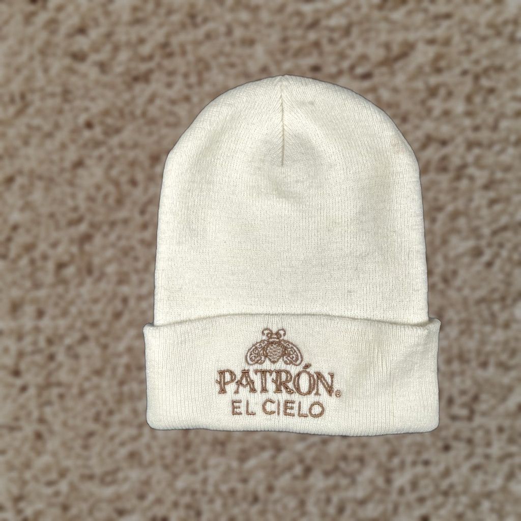 Vintage Yupoong Beanie Mens One Size White Knit Patrón El Cielo Logo Winter Knit Hat" Size ONE SIZE - 1 Thumbnail