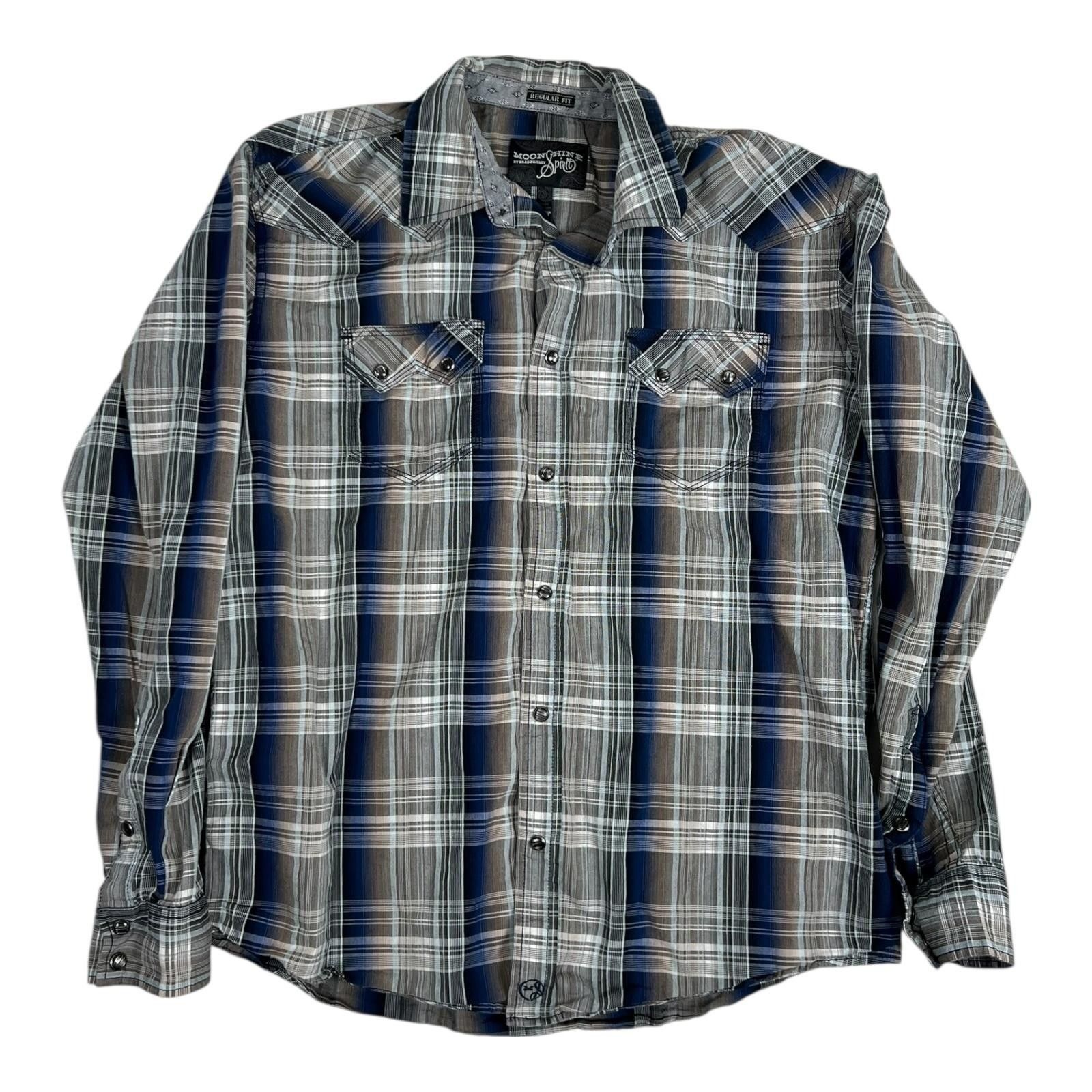 Other Moonshine Spirit Shirt Mens Medium Blue Plaid Western Snap F Size US M / EU 48-50 / 2 - 1 Thumbnail