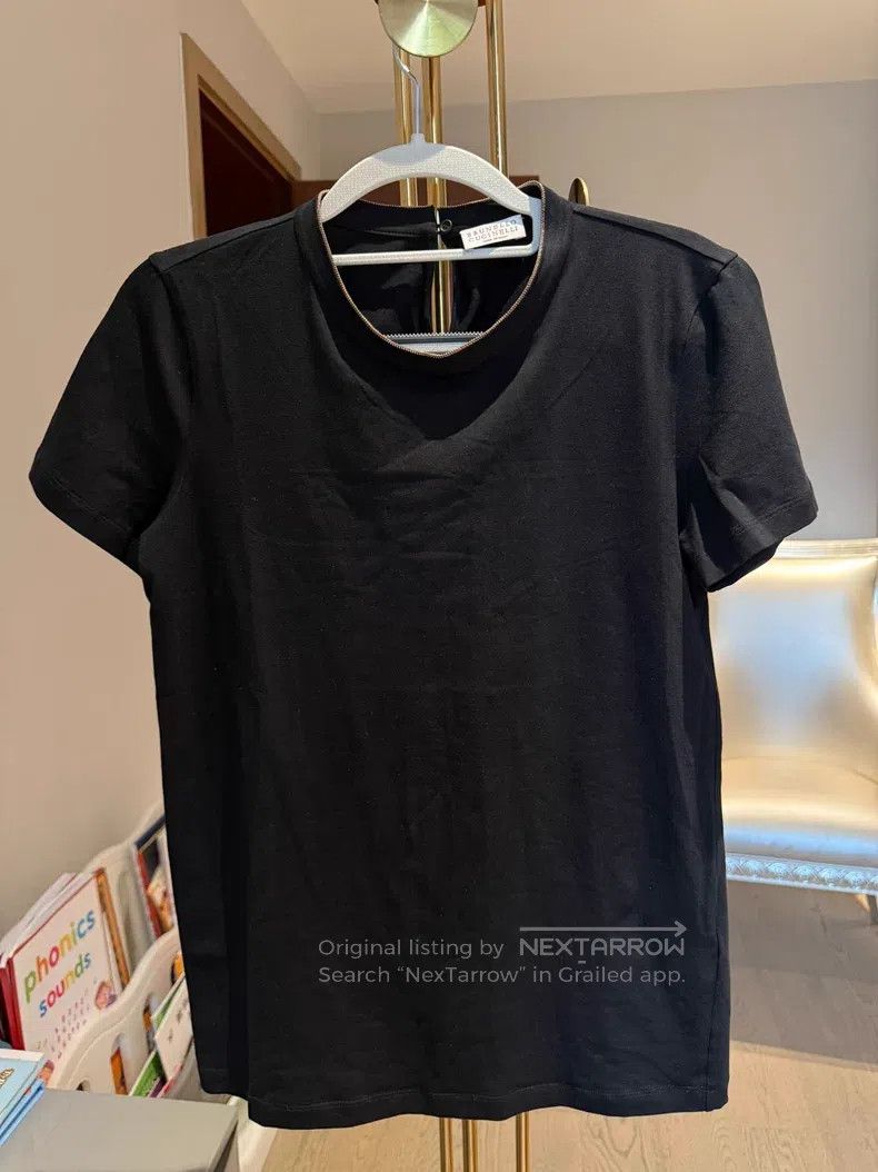 Brunello Cucinelli Brunello Cucinelli Black T-shirt with a zipper design at t Size L / US 10 / IT 46 - 1 Thumbnail