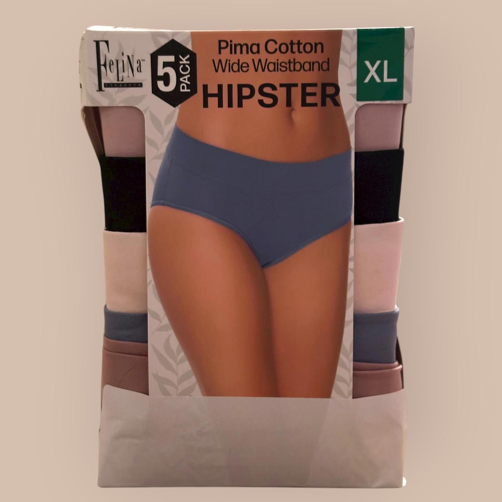 Other Felina Pima Cotton Hipster Panties, 5 Pack, XL Size ONE SIZE - 1 Thumbnail