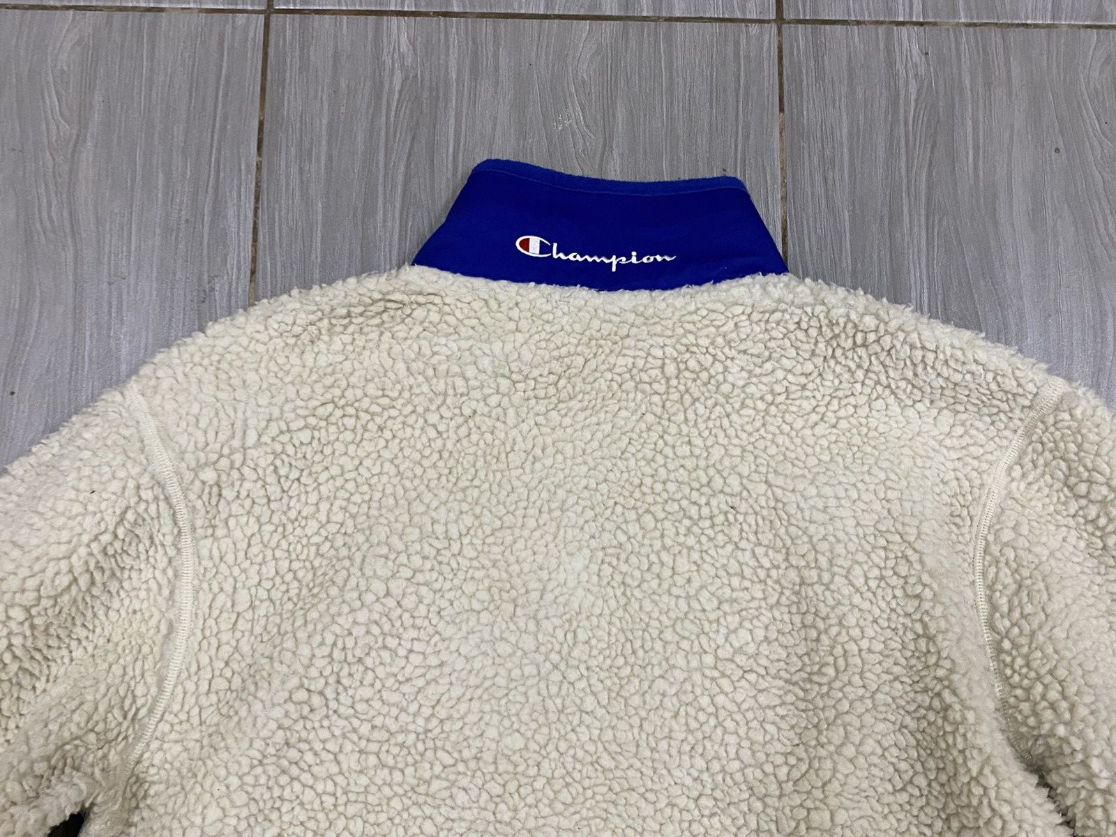Champion Champion Sherpa Fleece Full Zip Jacket – Cream / Royal Blue Size US L / EU 52-54 / 3 - 6 Thumbnail