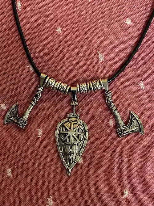 Other Vintage Viking Warrior Shield Axe Pendant Necklace Size ONE SIZE - 1 Thumbnail