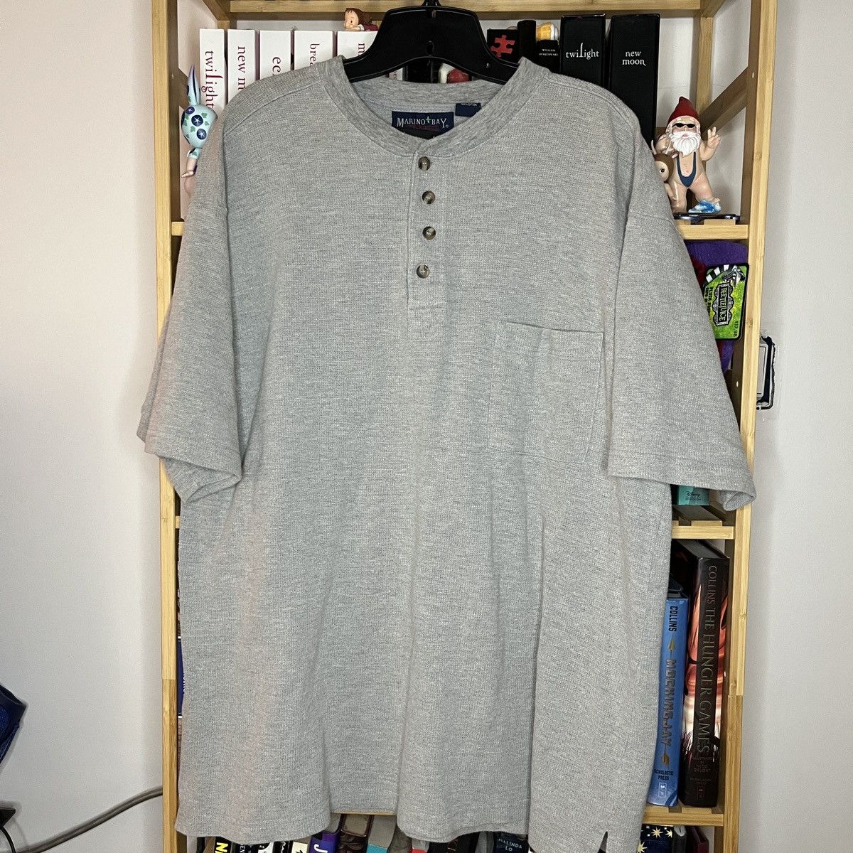 Vintage Marino Bay Button Up Henley Grey Short Sleeve Shirt Size XL Size US XL / EU 56 / 4 - 1 Thumbnail