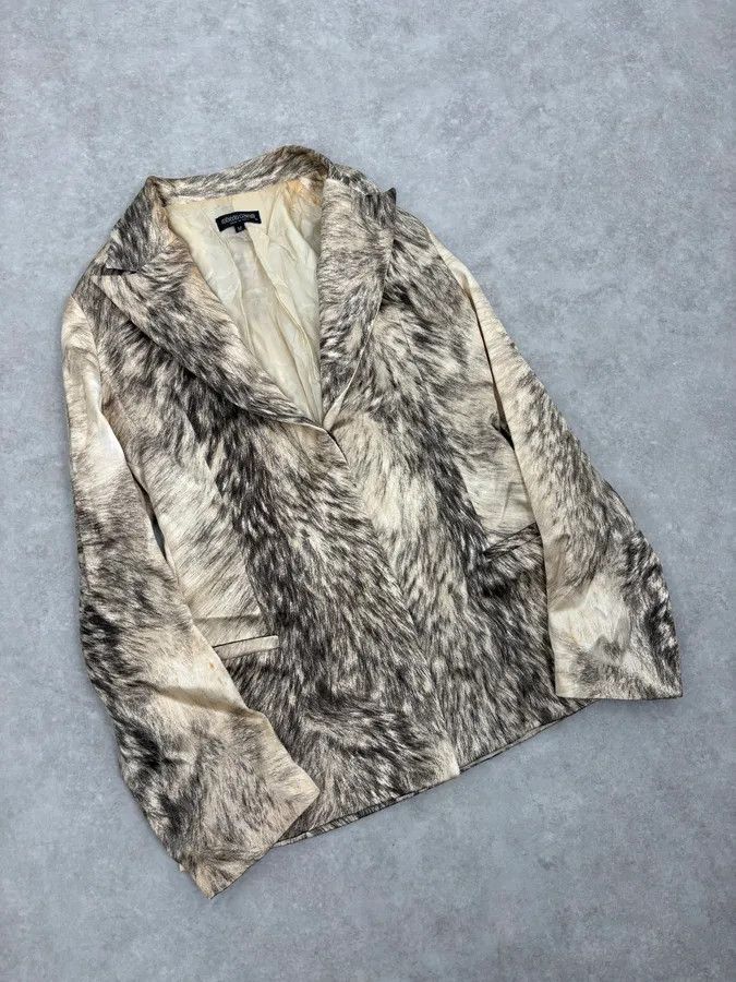 Roberto Cavalli AW1999 Roberto Cavalli Wolf Fur Effect Beige Blazer Jacket Size M / US 6-8 / IT 42-44 - 4 Thumbnail