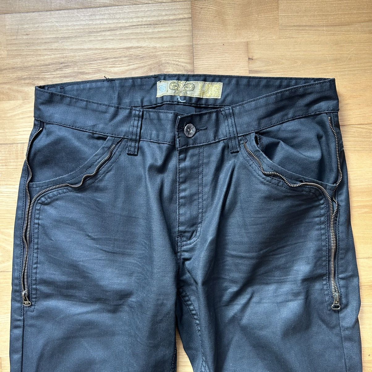 If Six Was Nine × Japanese Brand × Le Grande Bleu (L.G.B.) Vintage black japanese waxed denim with zippers Size US 36 / EU 52 - 8 Thumbnail