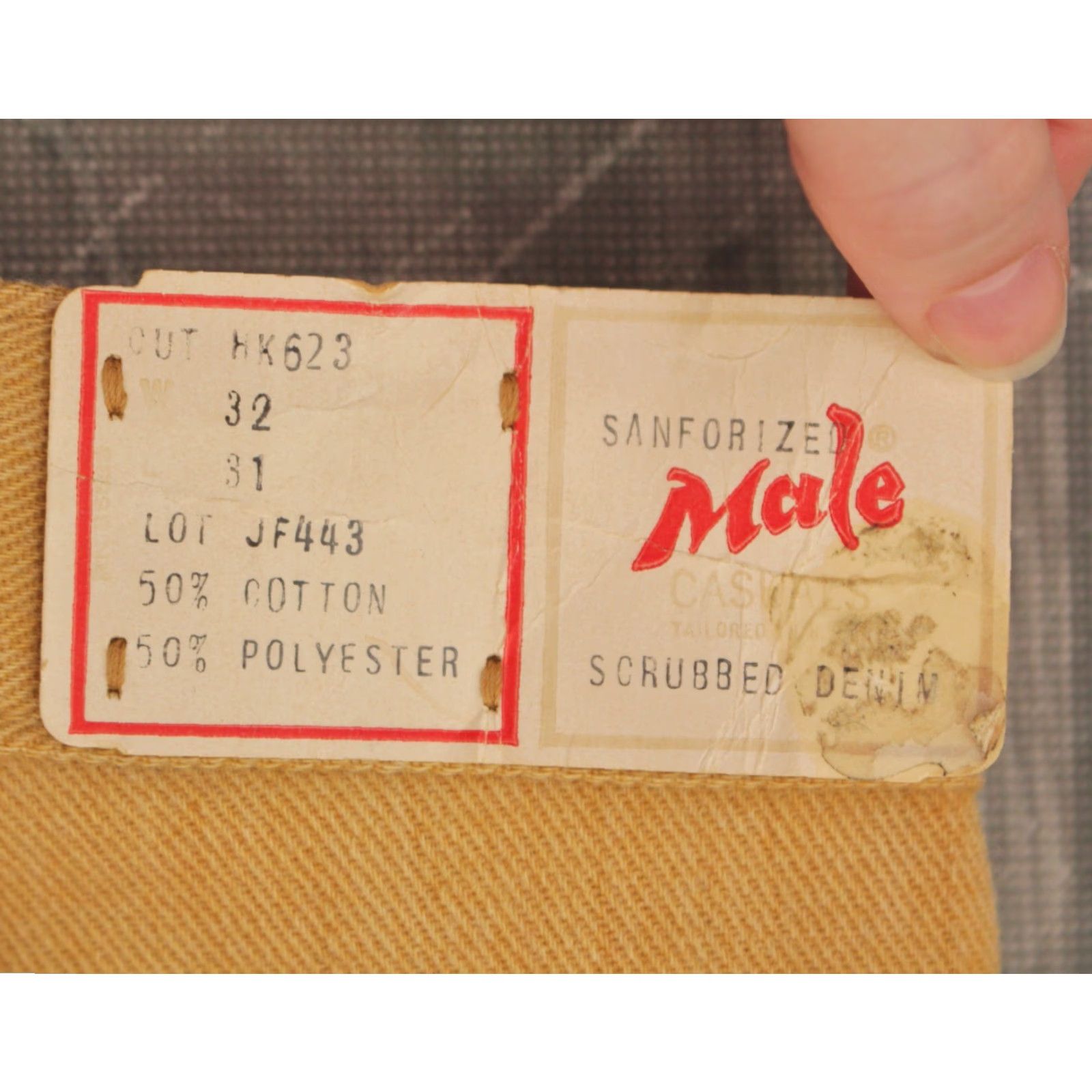 Denime VINTAGE Men’s VTG 1960s NOS Khaki Tapered Leg Pants 32x31 Beige Cotton Polyester 60s Western Mens Size US 32 / EU 48 - 4 Thumbnail