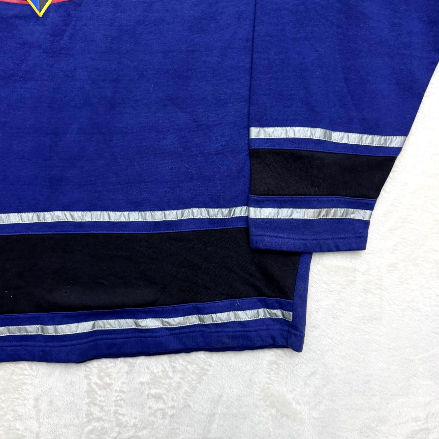 Jerzees VINTAGE Jerzees Shirt Mens XL Blue Long Sleeve V-Neck Hockey Jersey Graphic Logo Size US XL / EU 56 / 4 - 4 Thumbnail