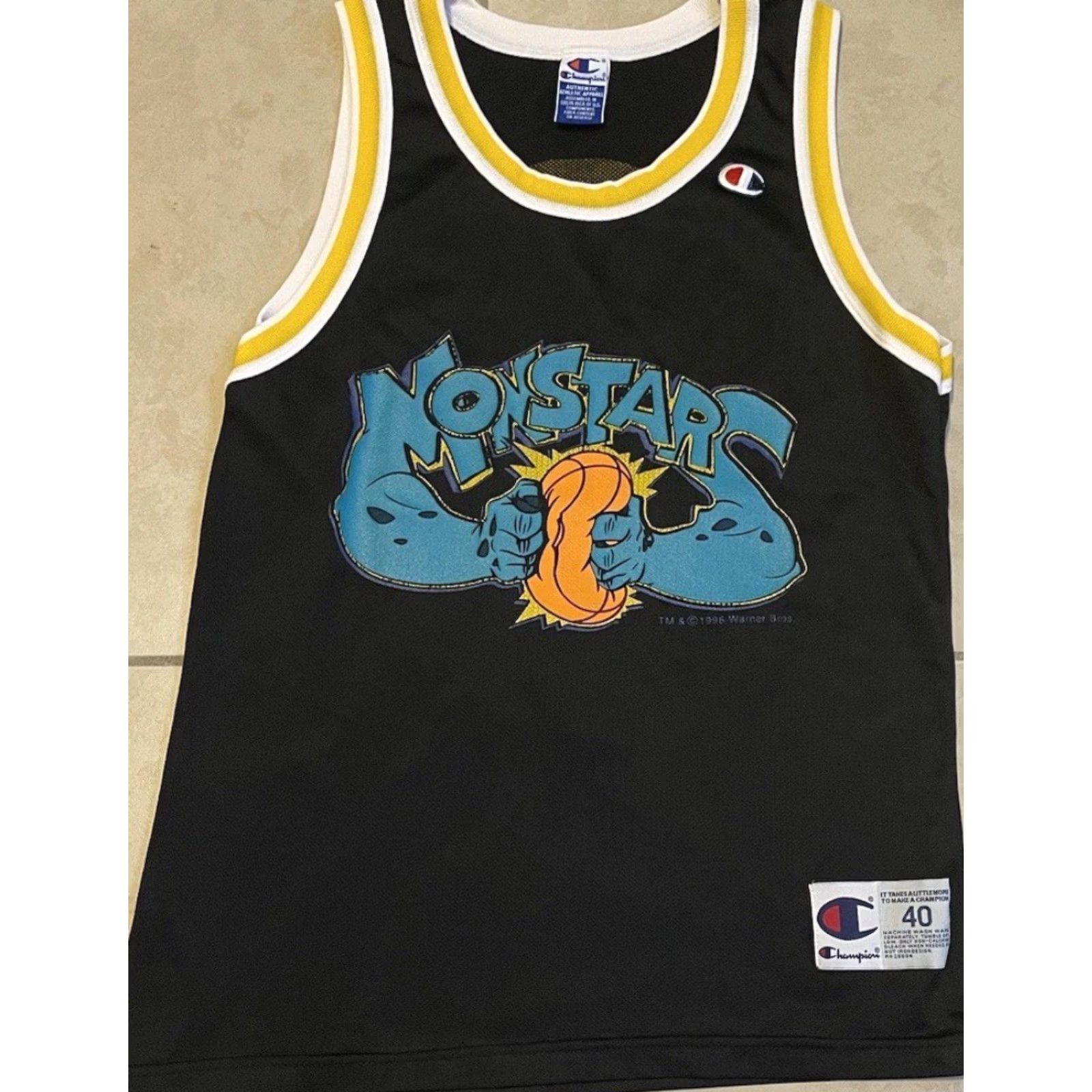Vintage VINTAGE Champion Space Jam Monstars Jersey 40 Looney Tunes Basketball Shirt Mens Size 40 Black 90s Cartoon Movie Humour Basketball NBA Size US L / EU 52-54 / 3 - 2 Thumbnail