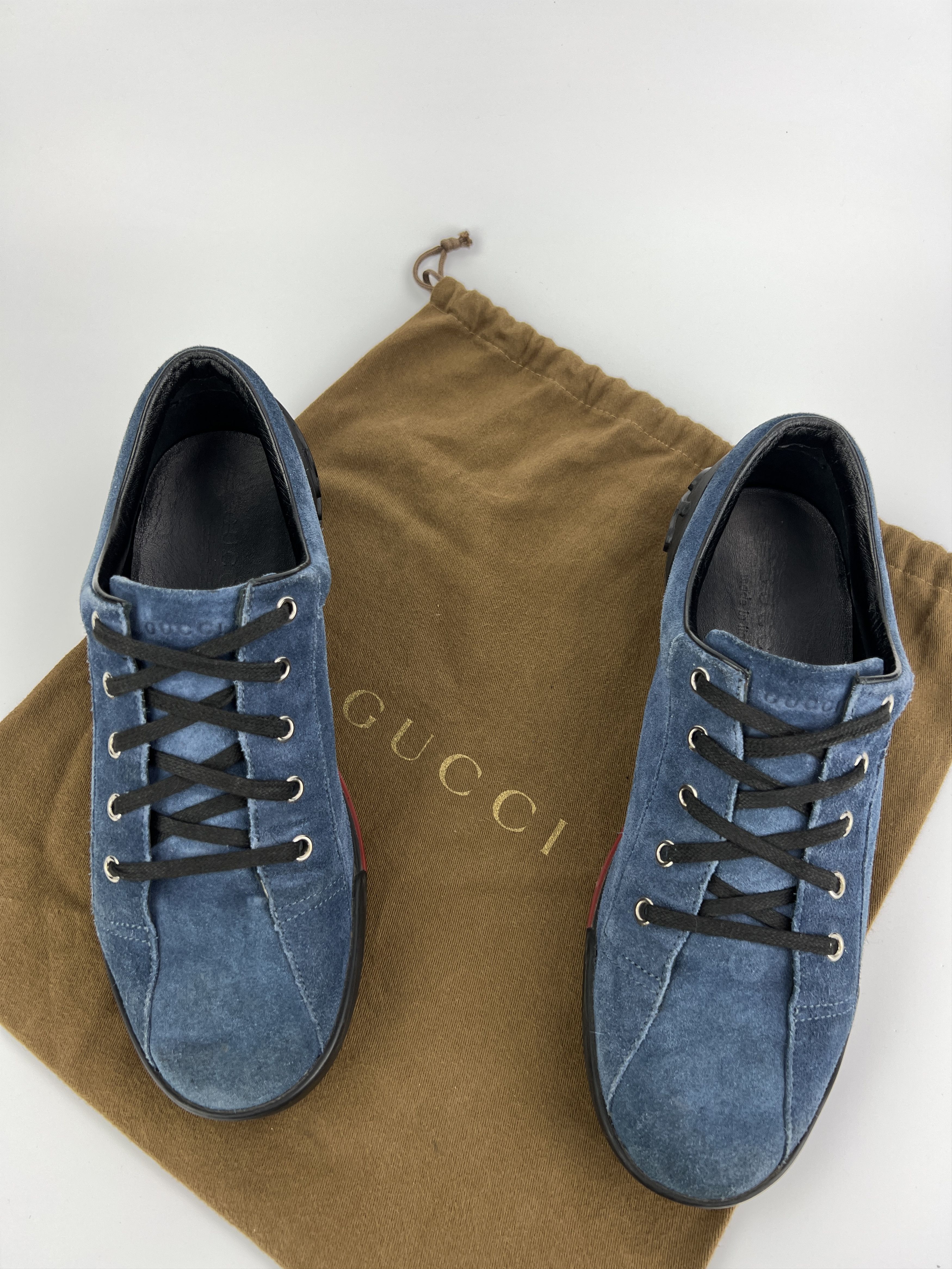 Gucci Vintage Gucci Navy Suede Low Top Sneakers GG Logo Size US 8 / EU 41 - 4 Thumbnail