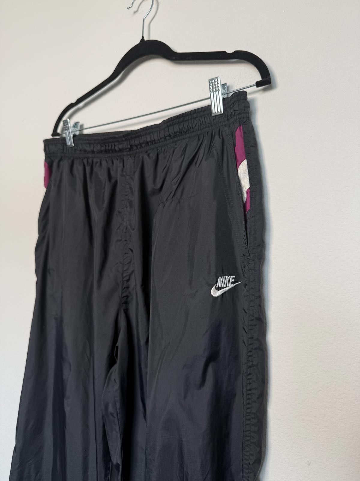Nike Vintage 90s Nike Black Nylon Windbreaker Track Pants Size US 30 / EU 46 - 1 Thumbnail